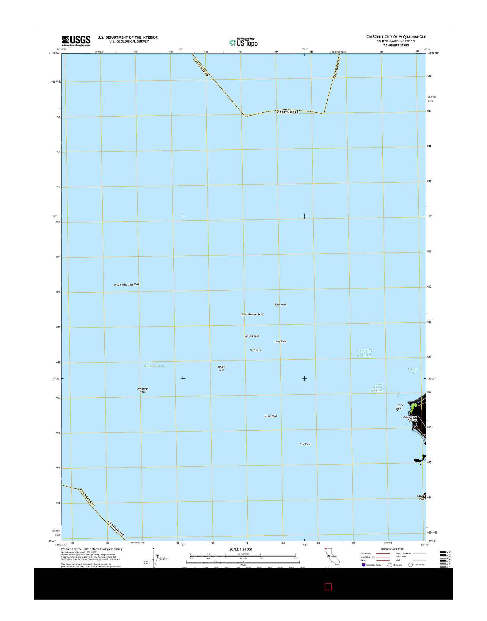 USGS US TOPO 7.5-MINUTE MAP FOR CRESCENT CITY OE W, CA 2015