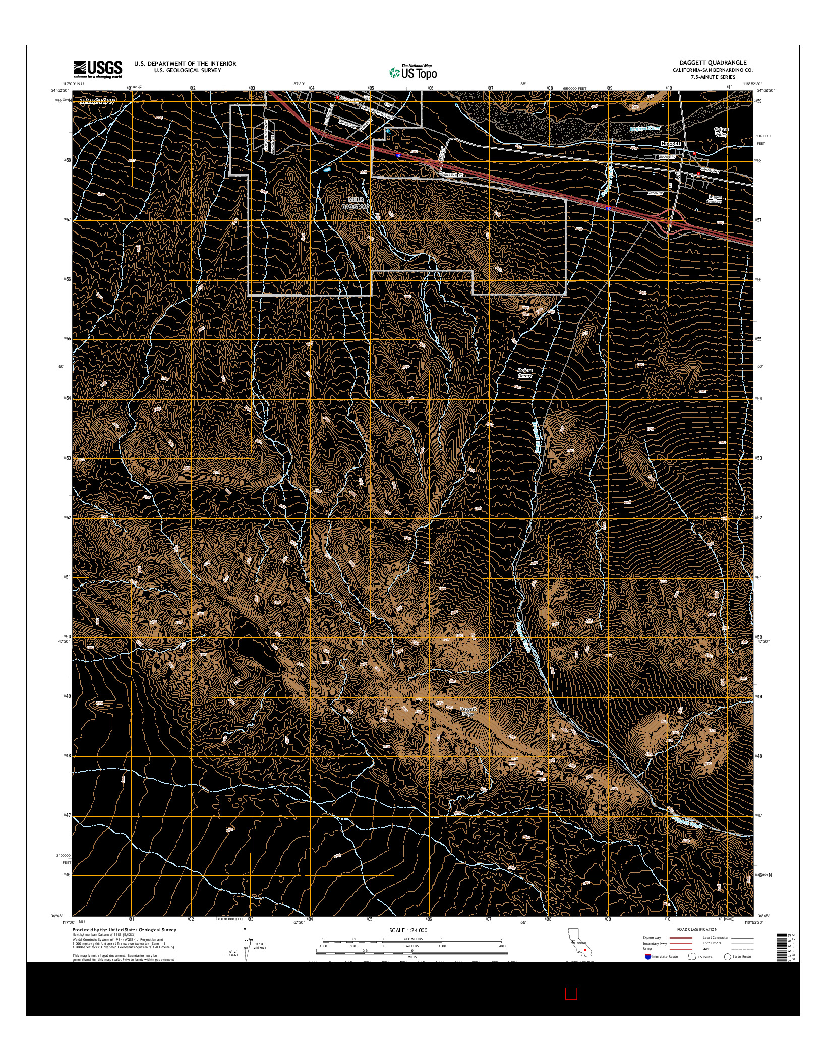 USGS US TOPO 7.5-MINUTE MAP FOR DAGGETT, CA 2015