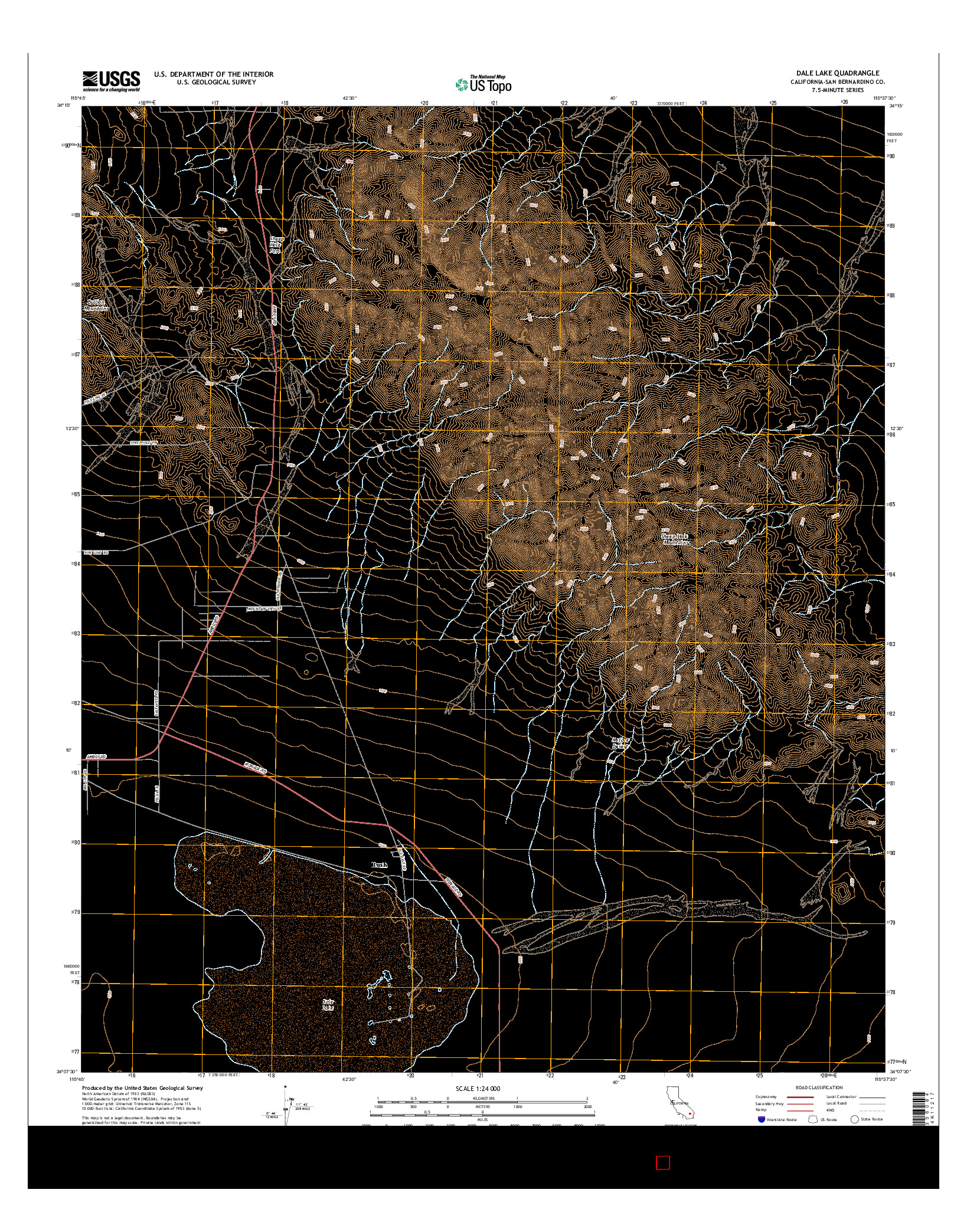 USGS US TOPO 7.5-MINUTE MAP FOR DALE LAKE, CA 2015