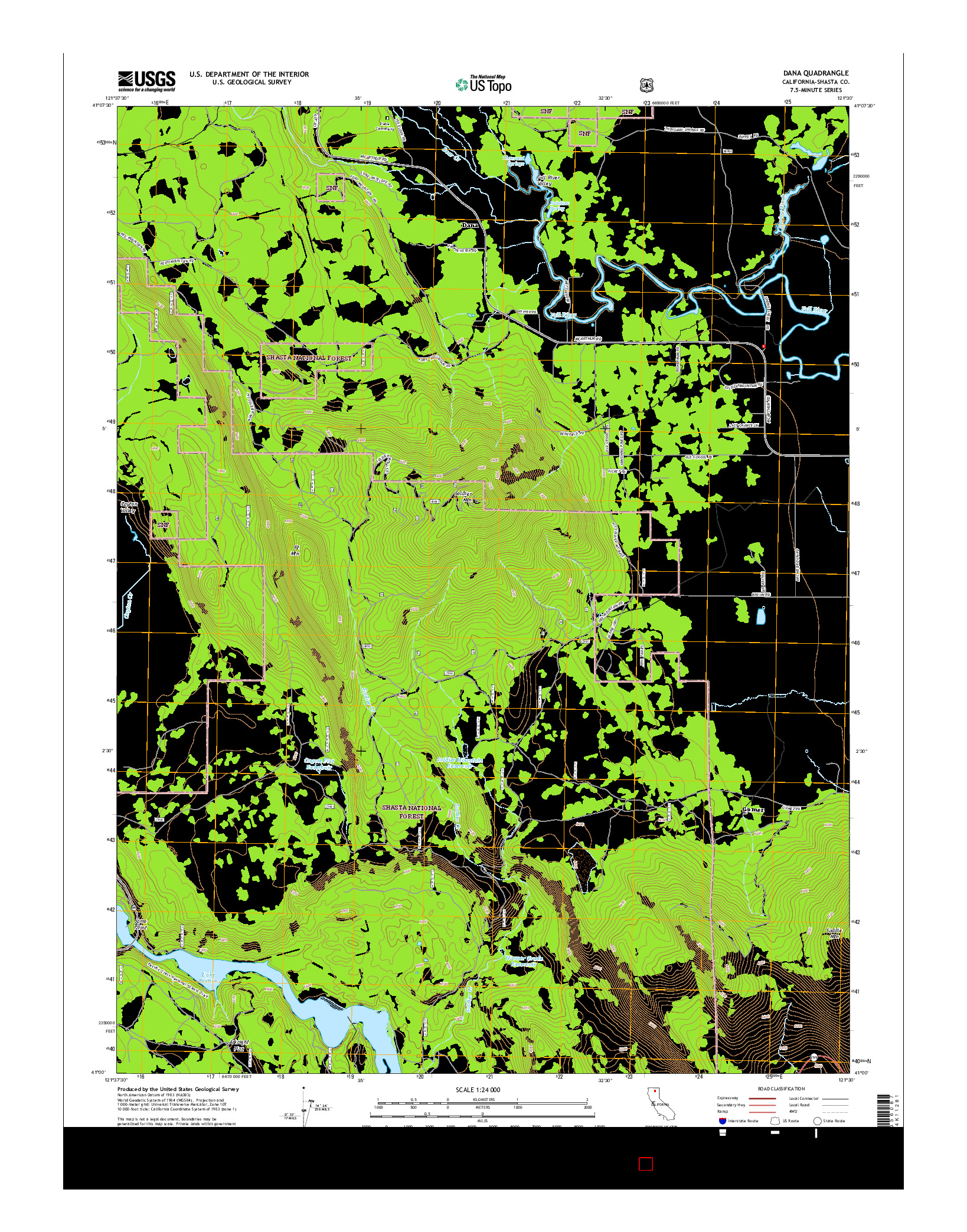 USGS US TOPO 7.5-MINUTE MAP FOR DANA, CA 2015