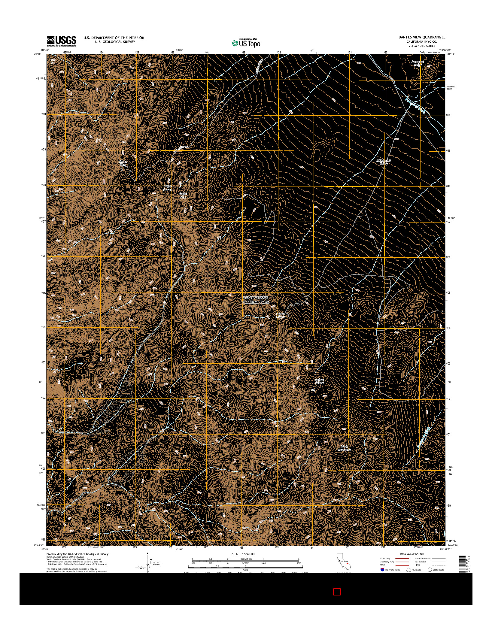 USGS US TOPO 7.5-MINUTE MAP FOR DANTES VIEW, CA 2015