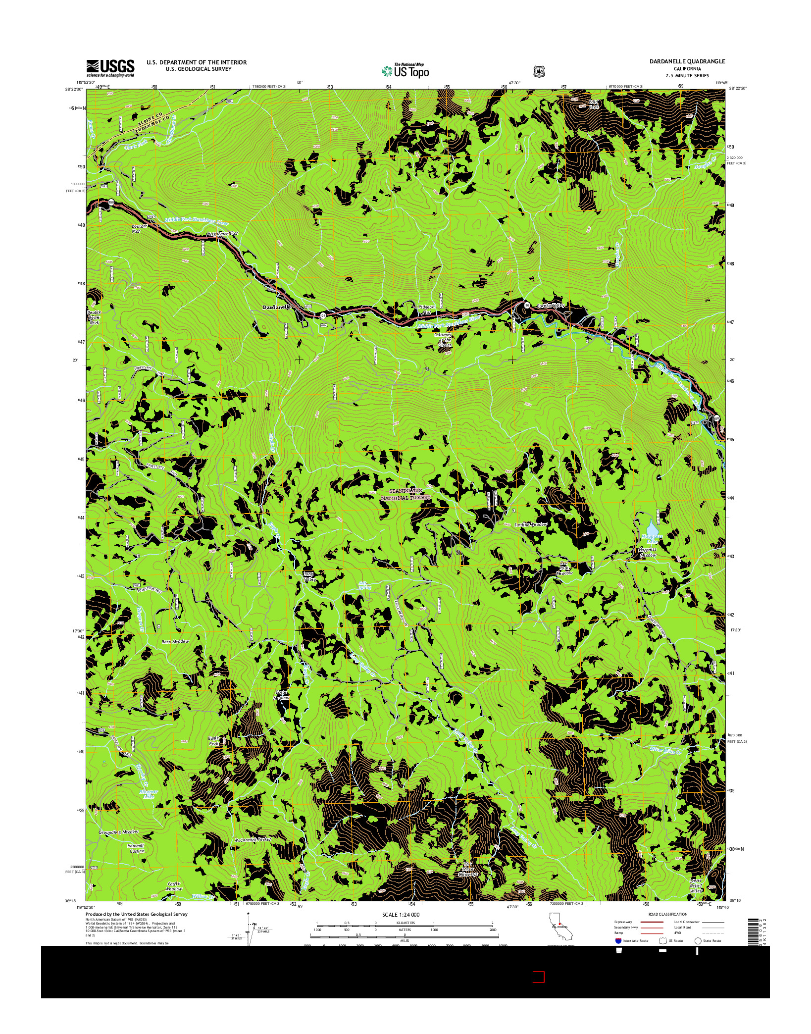 USGS US TOPO 7.5-MINUTE MAP FOR DARDANELLE, CA 2015