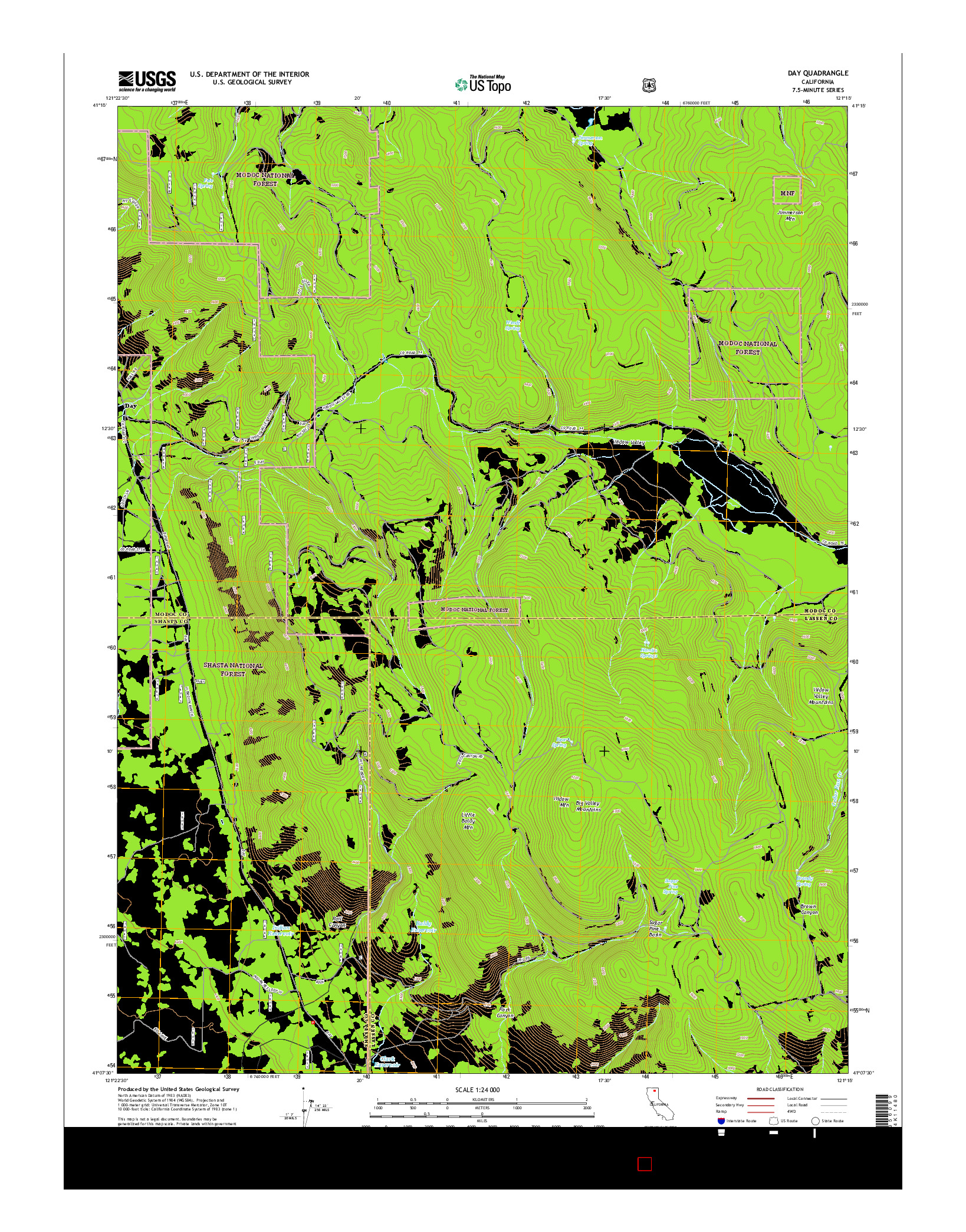 USGS US TOPO 7.5-MINUTE MAP FOR DAY, CA 2015