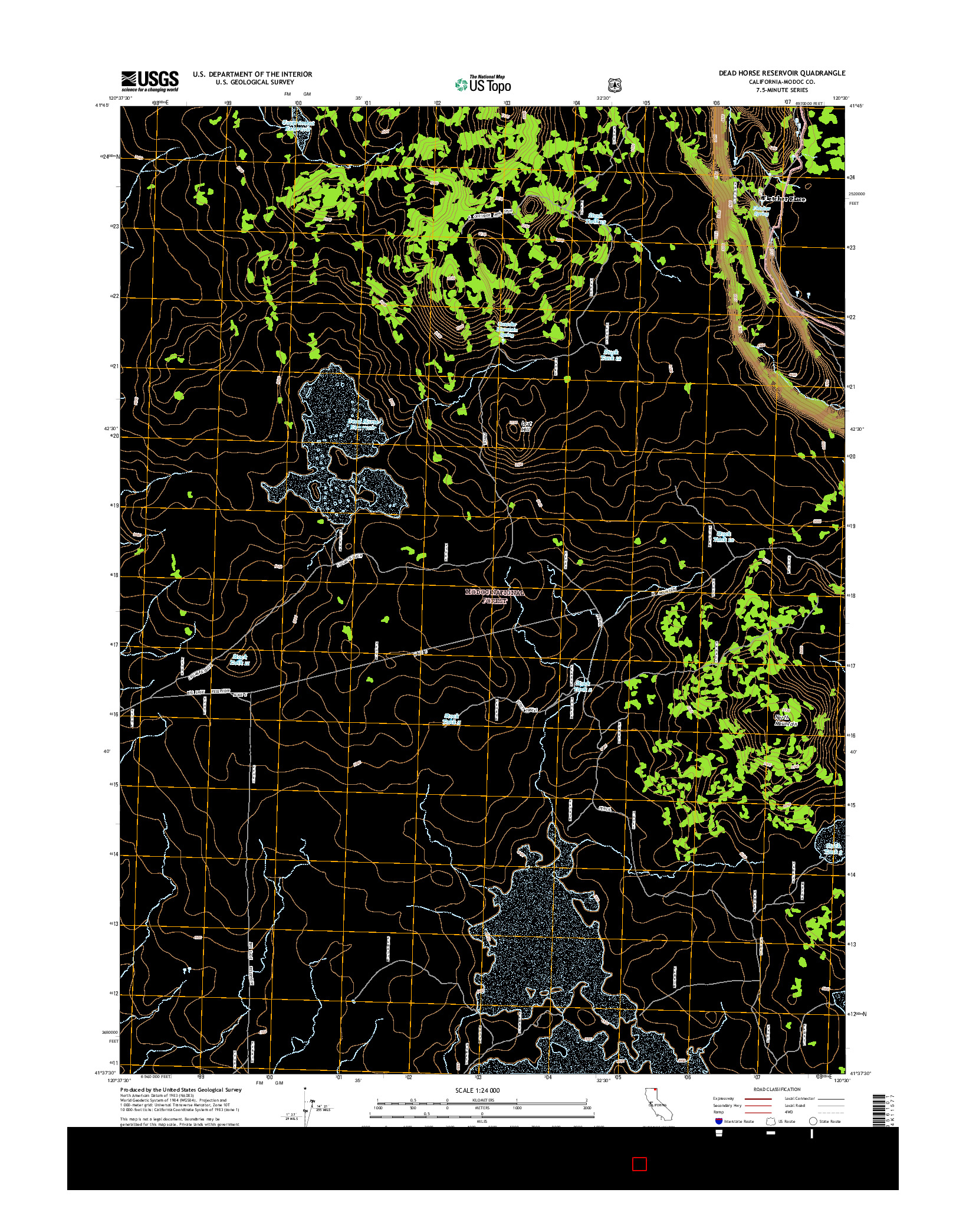 USGS US TOPO 7.5-MINUTE MAP FOR DEAD HORSE RESERVOIR, CA 2015