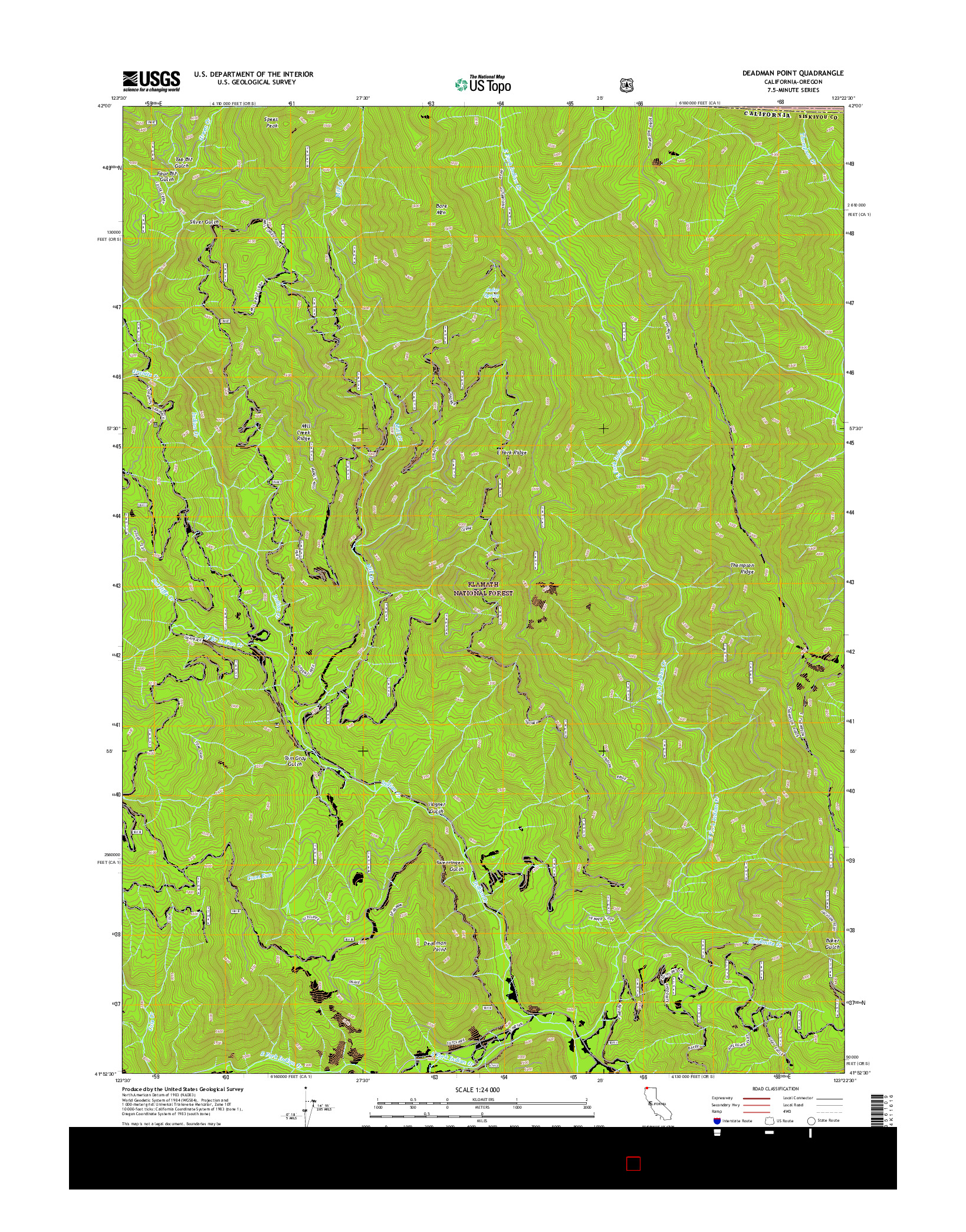 USGS US TOPO 7.5-MINUTE MAP FOR DEADMAN POINT, CA-OR 2015