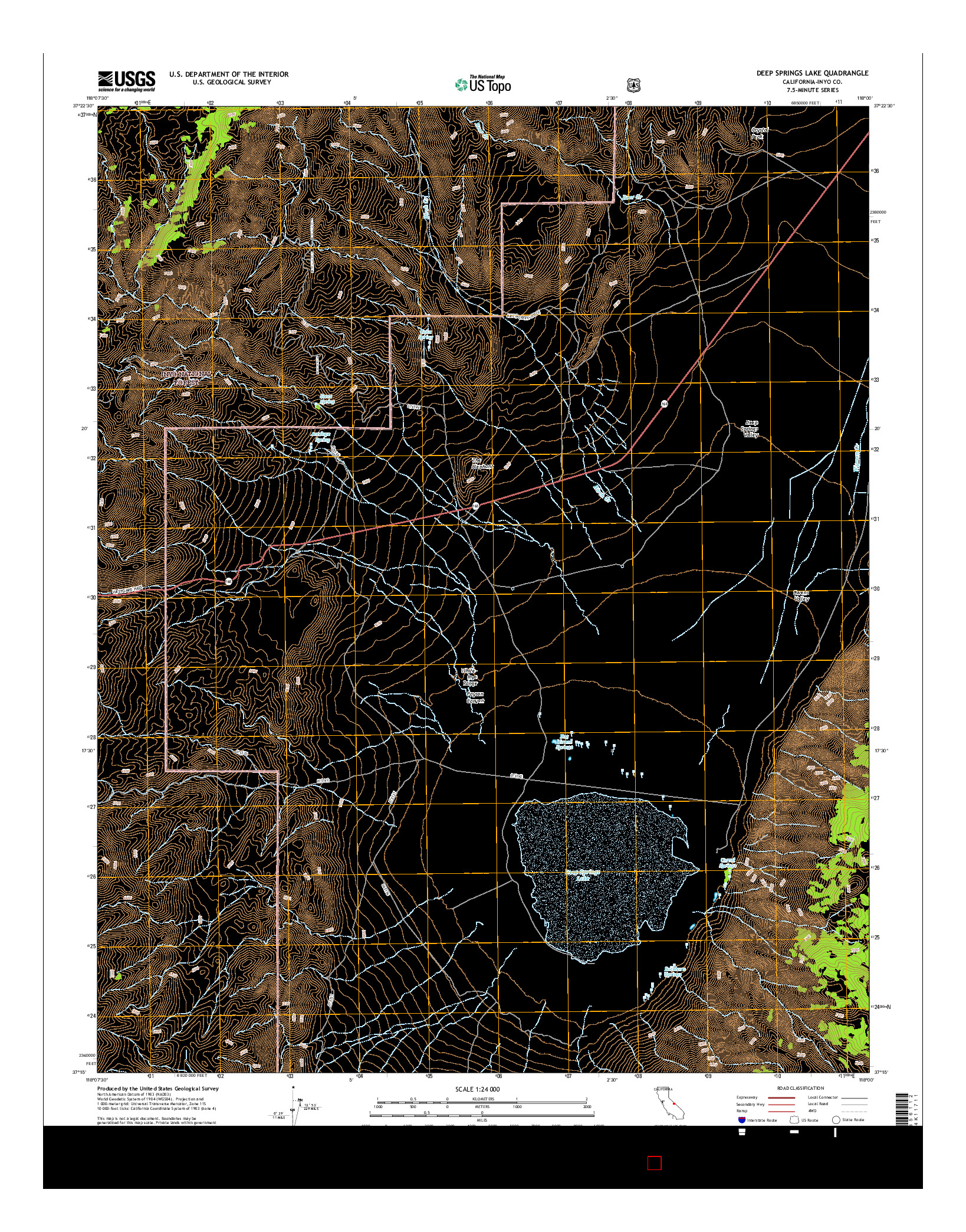 USGS US TOPO 7.5-MINUTE MAP FOR DEEP SPRINGS LAKE, CA 2015