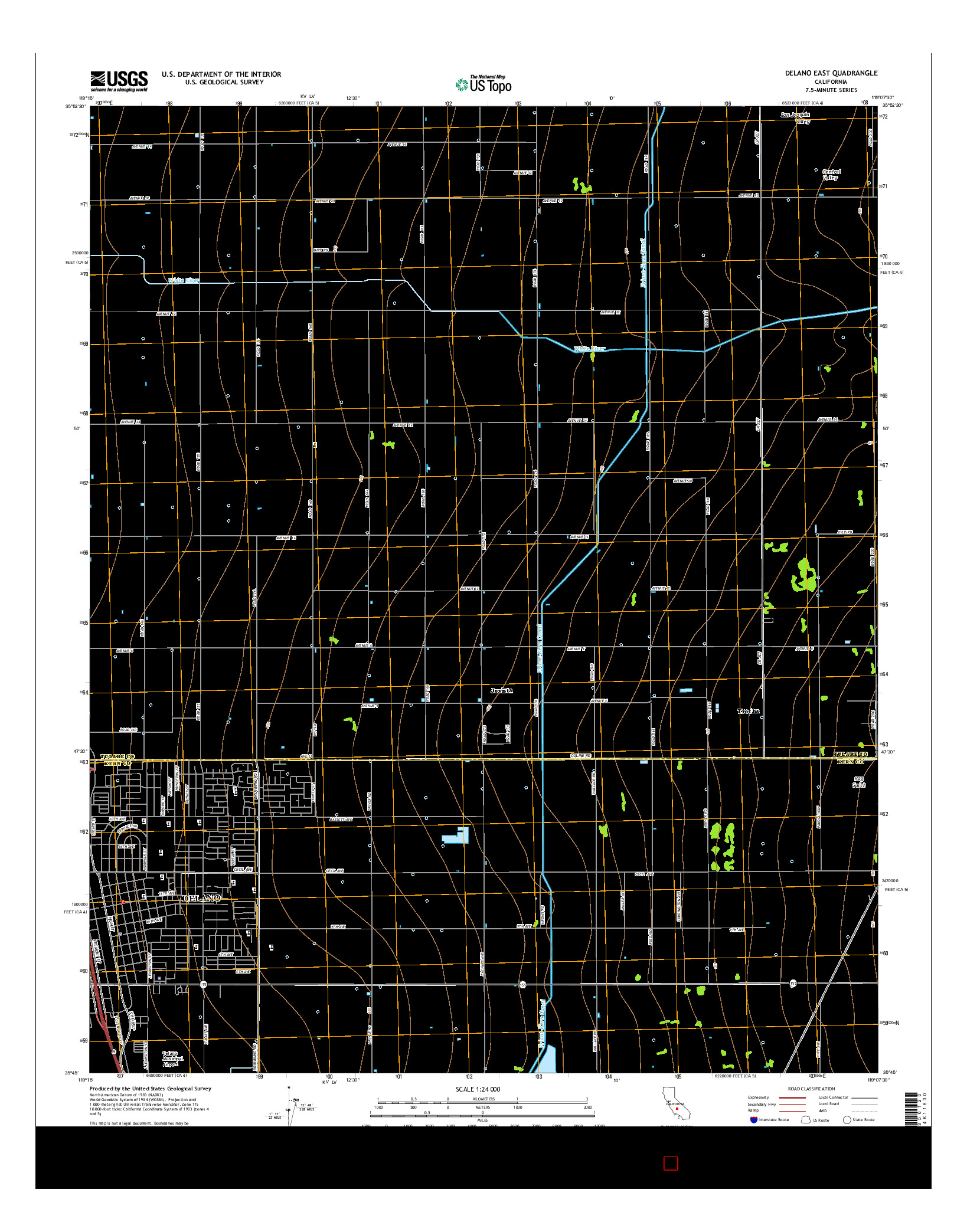 USGS US TOPO 7.5-MINUTE MAP FOR DELANO EAST, CA 2015