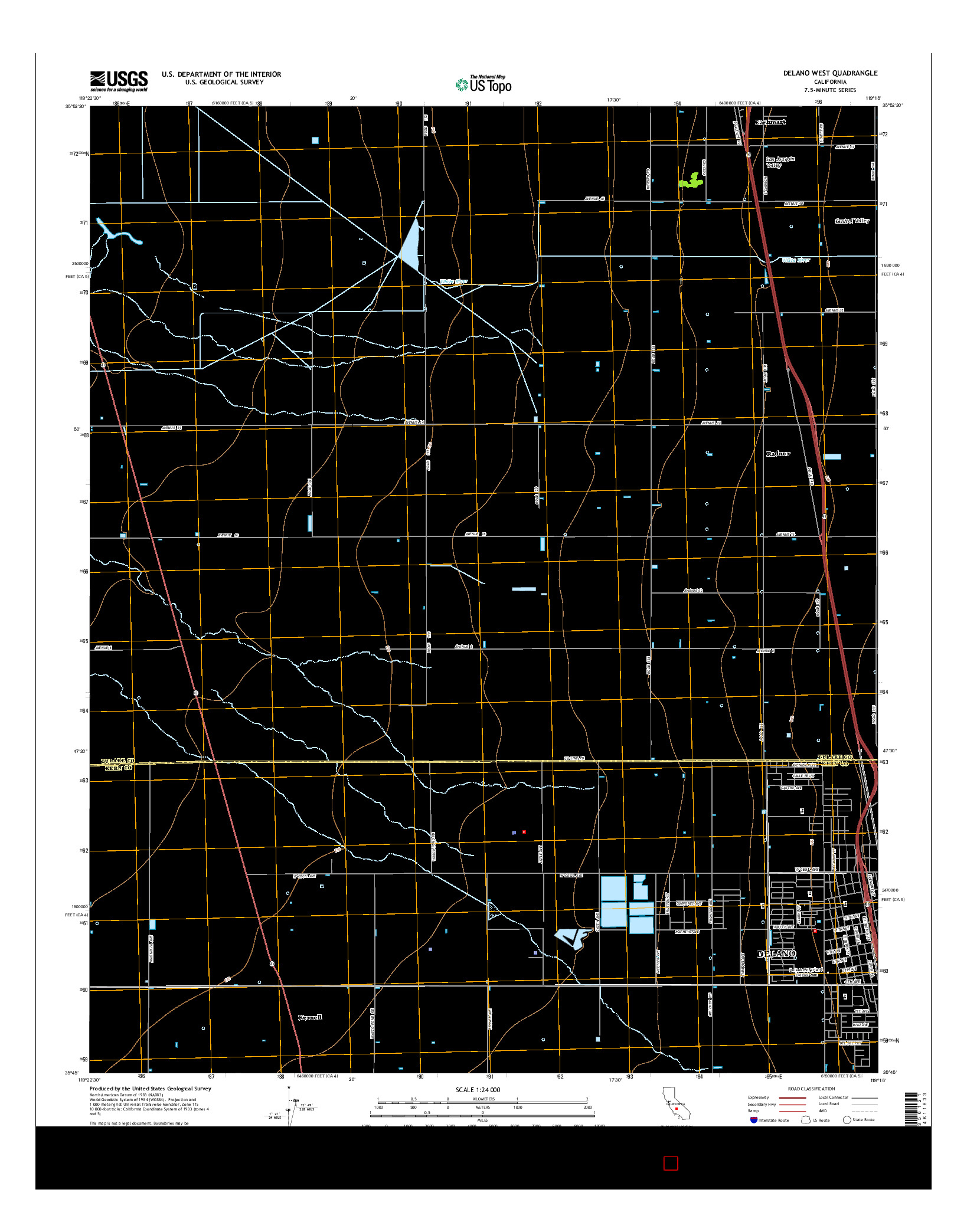 USGS US TOPO 7.5-MINUTE MAP FOR DELANO WEST, CA 2015