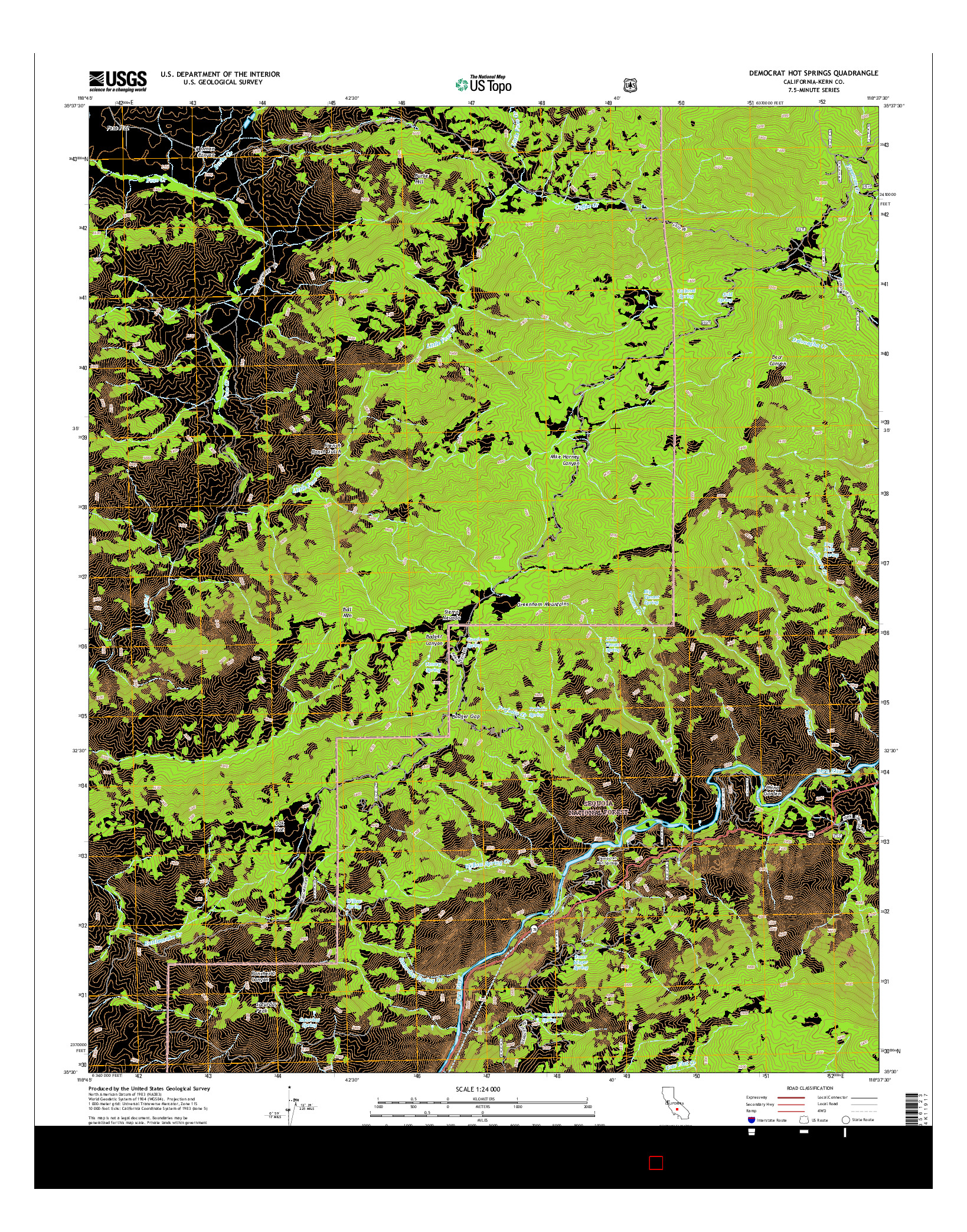 USGS US TOPO 7.5-MINUTE MAP FOR DEMOCRAT HOT SPRINGS, CA 2015
