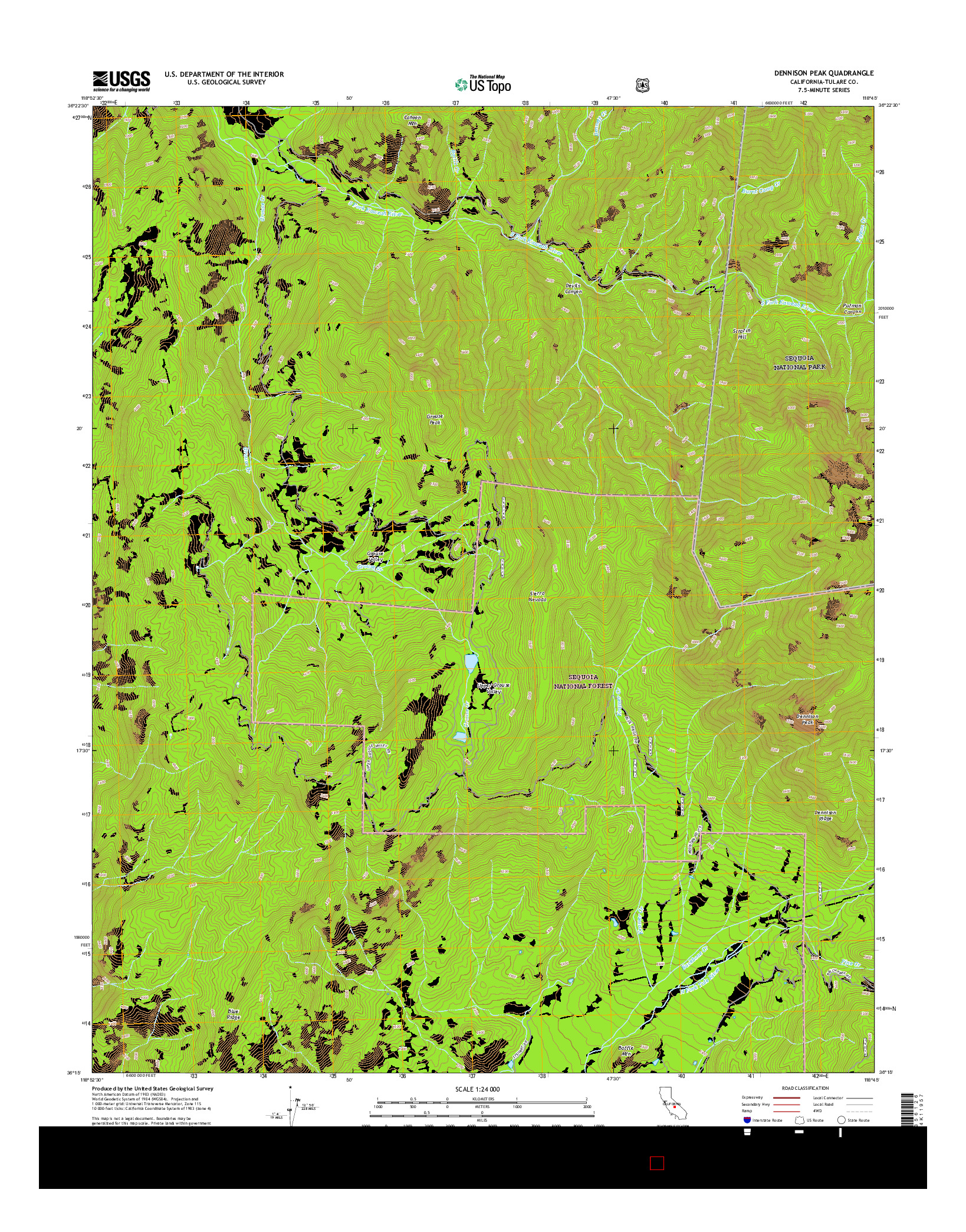 USGS US TOPO 7.5-MINUTE MAP FOR DENNISON PEAK, CA 2015