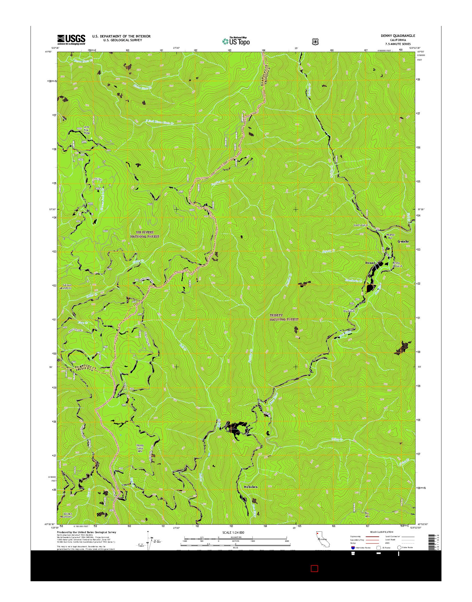 USGS US TOPO 7.5-MINUTE MAP FOR DENNY, CA 2015