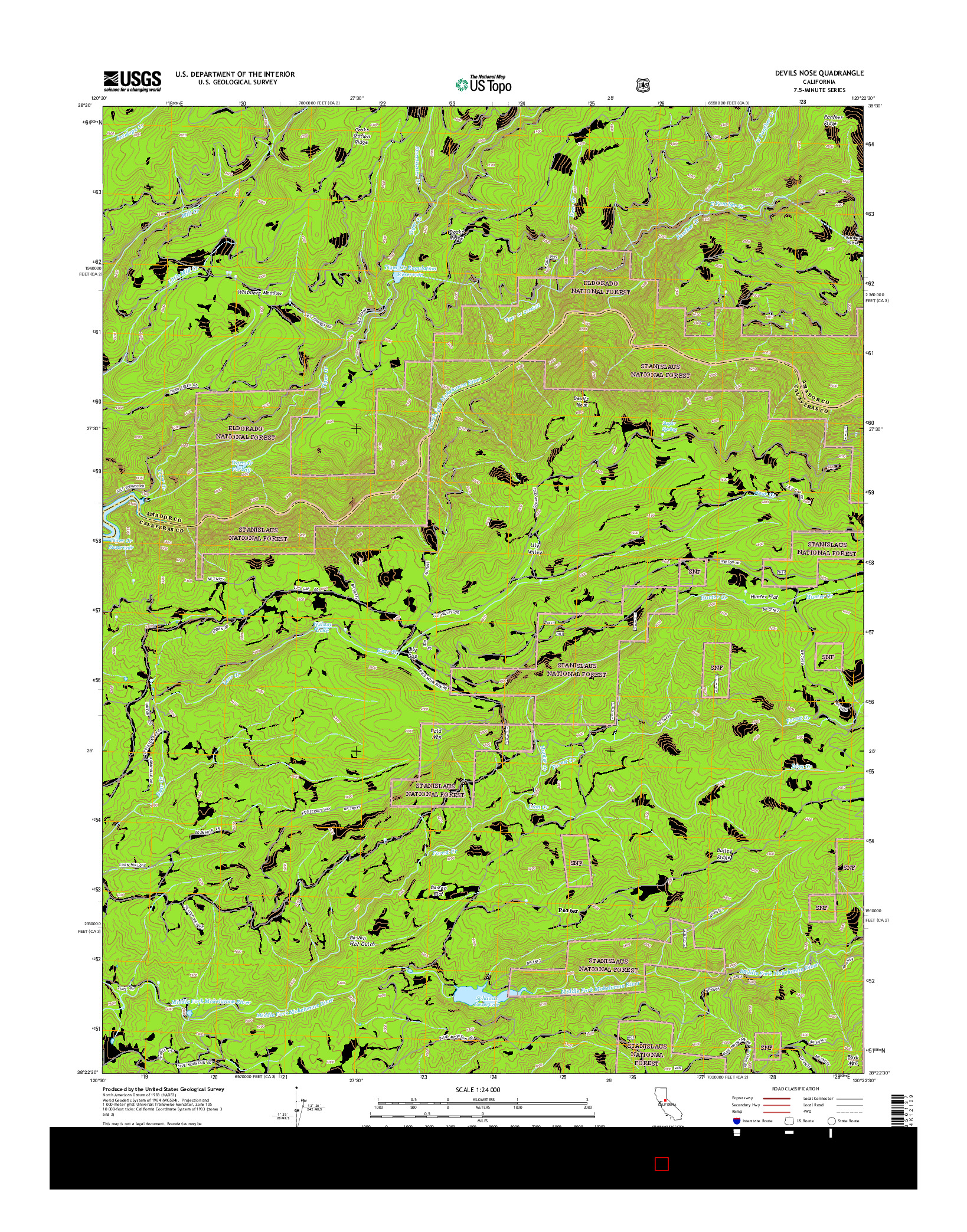 USGS US TOPO 7.5-MINUTE MAP FOR DEVILS NOSE, CA 2015