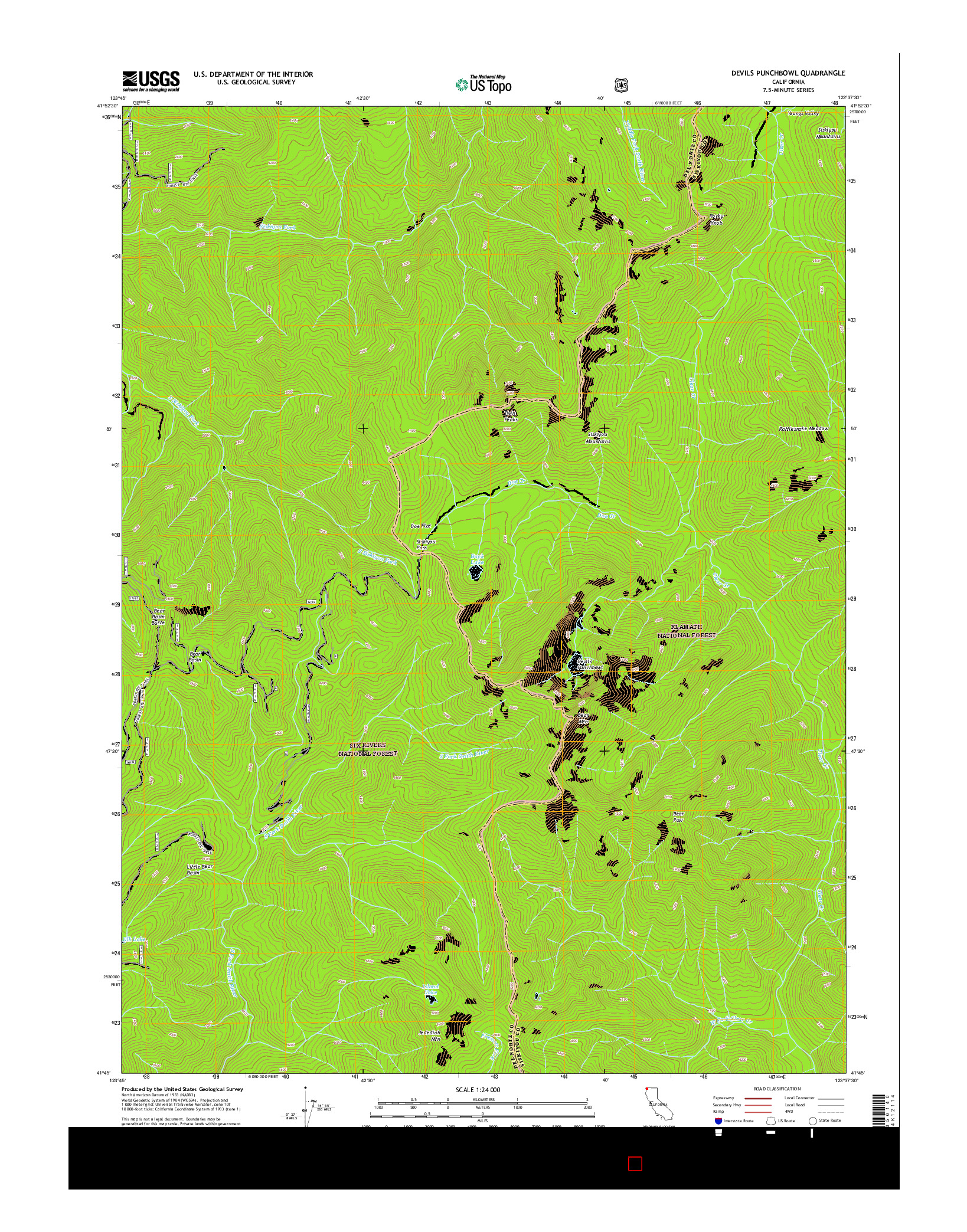 USGS US TOPO 7.5-MINUTE MAP FOR DEVILS PUNCHBOWL, CA 2015