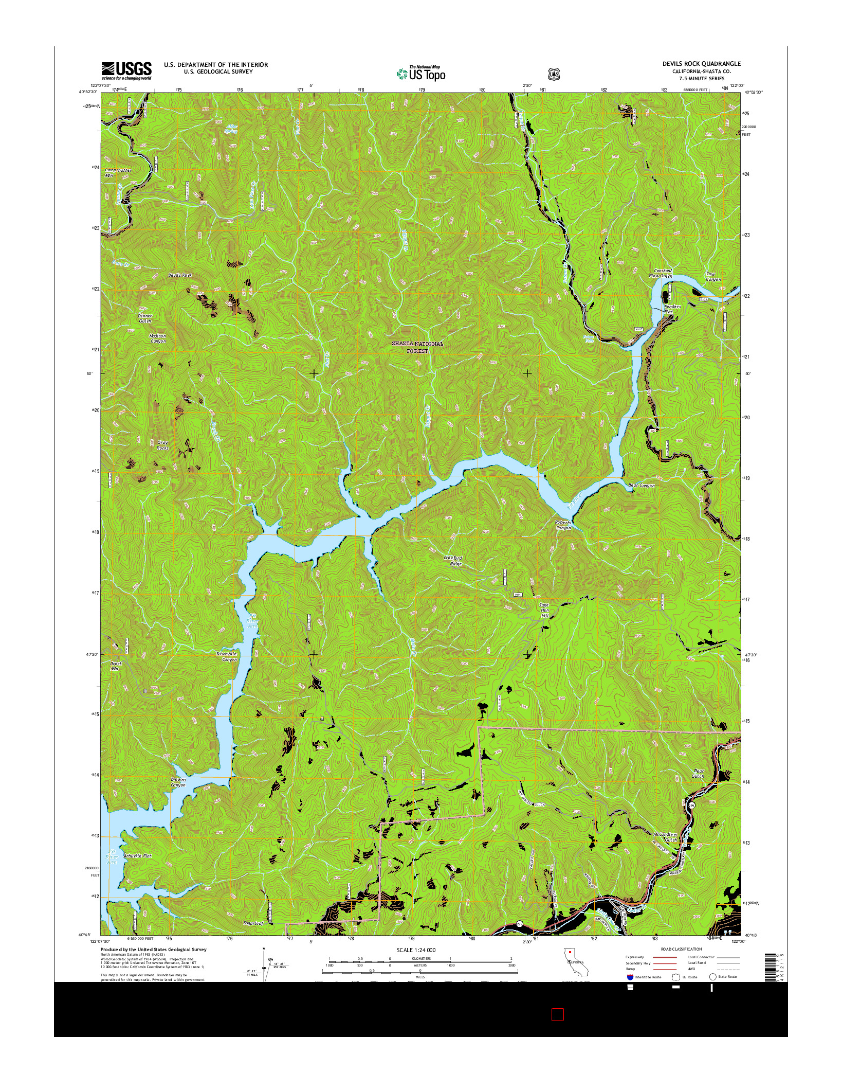 USGS US TOPO 7.5-MINUTE MAP FOR DEVILS ROCK, CA 2015