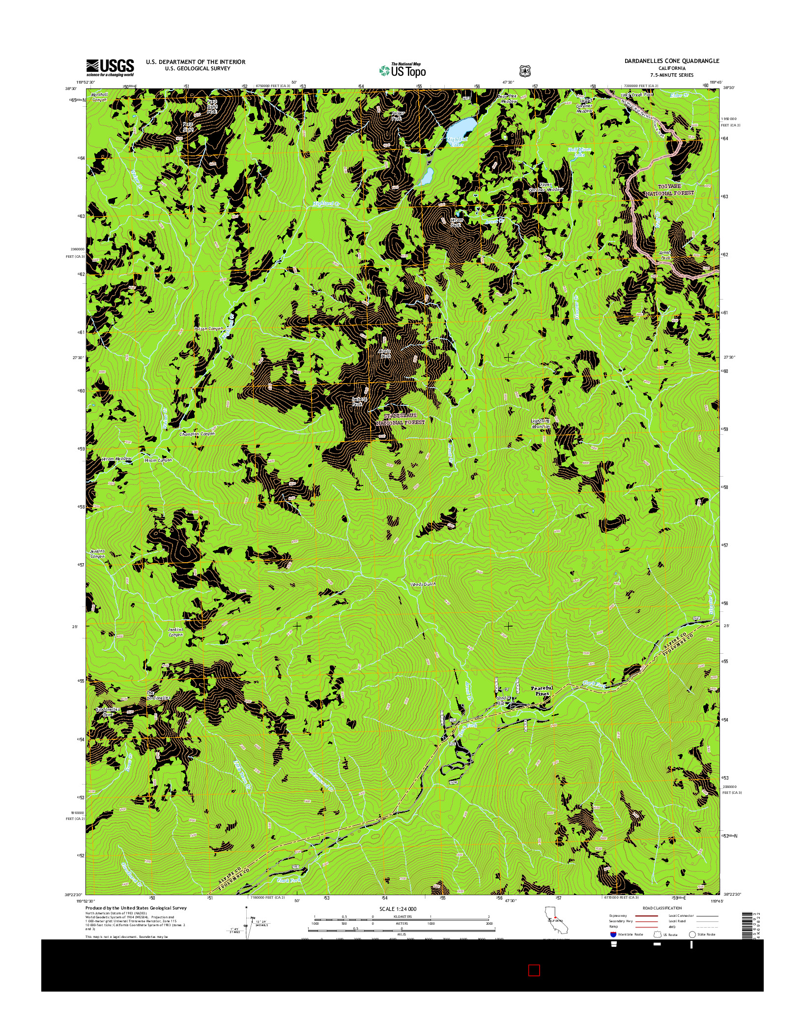 USGS US TOPO 7.5-MINUTE MAP FOR DARDANELLES CONE, CA 2015
