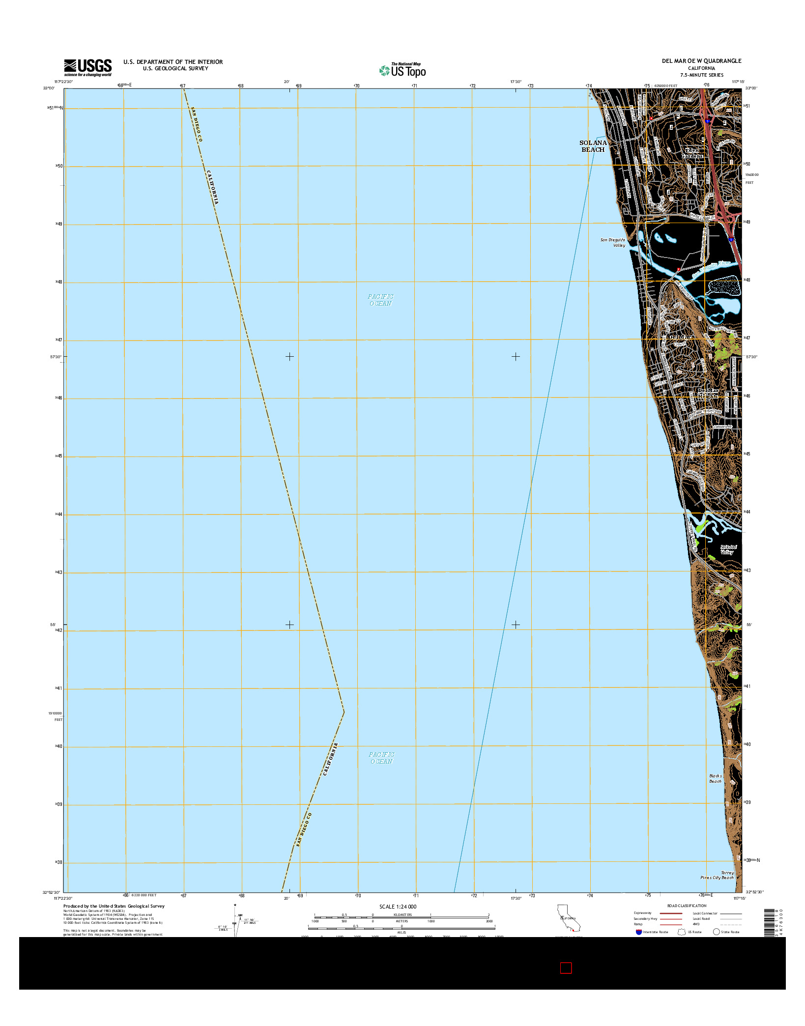 USGS US TOPO 7.5-MINUTE MAP FOR DEL MAR OE W, CA 2015