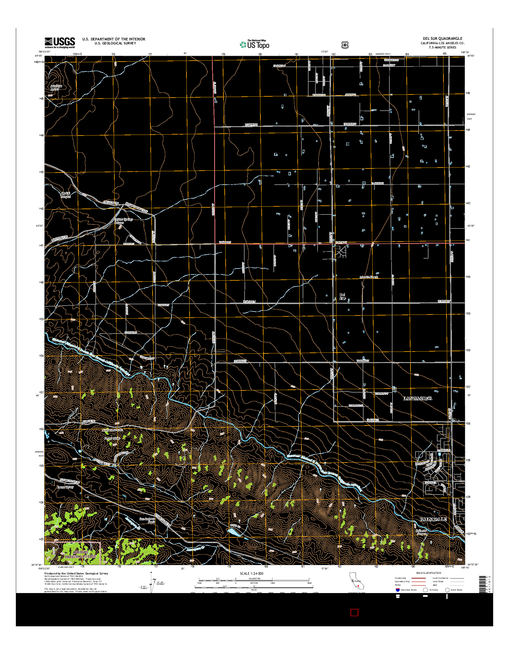 USGS US TOPO 7.5-MINUTE MAP FOR DEL SUR, CA 2015