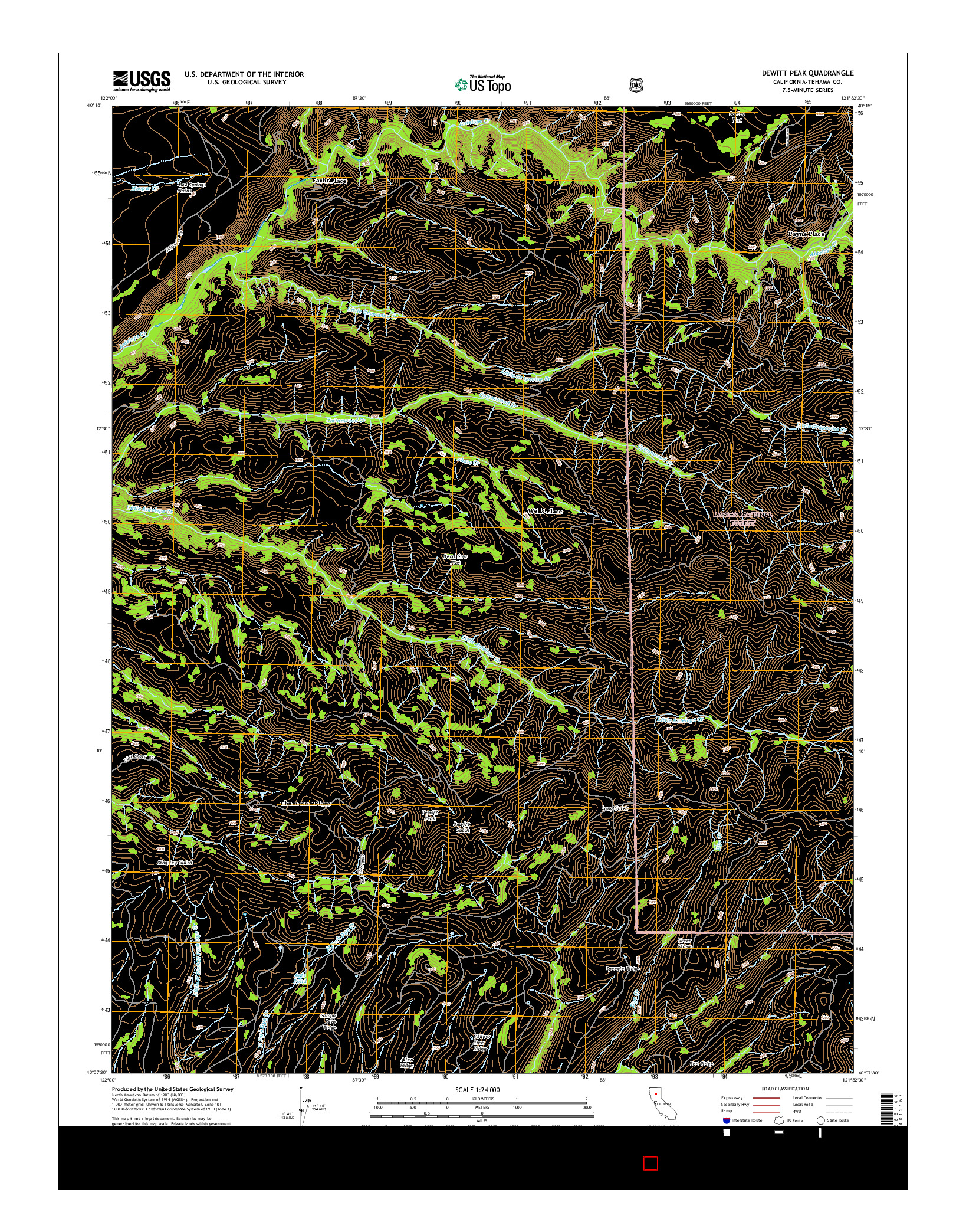 USGS US TOPO 7.5-MINUTE MAP FOR DEWITT PEAK, CA 2015