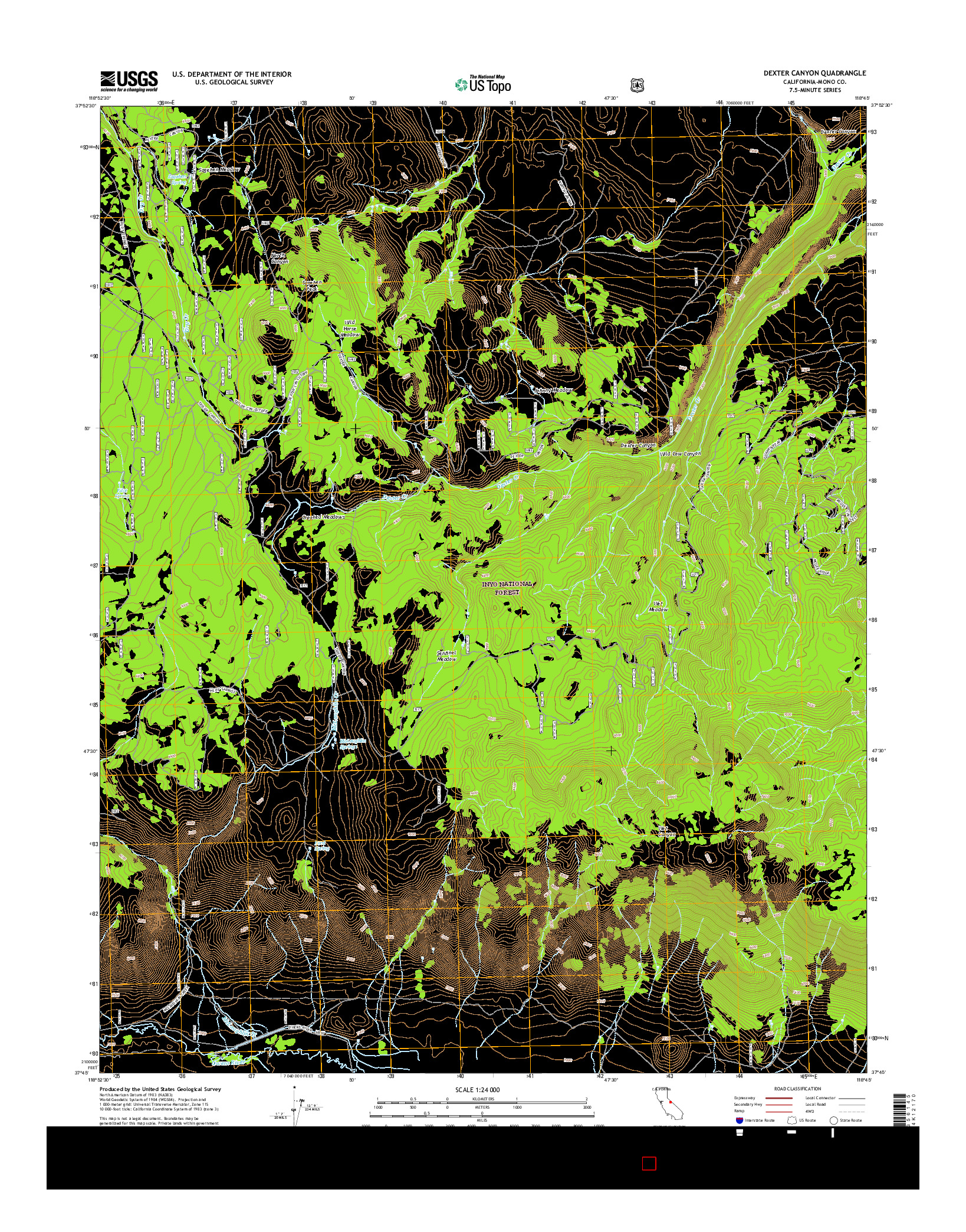 USGS US TOPO 7.5-MINUTE MAP FOR DEXTER CANYON, CA 2015