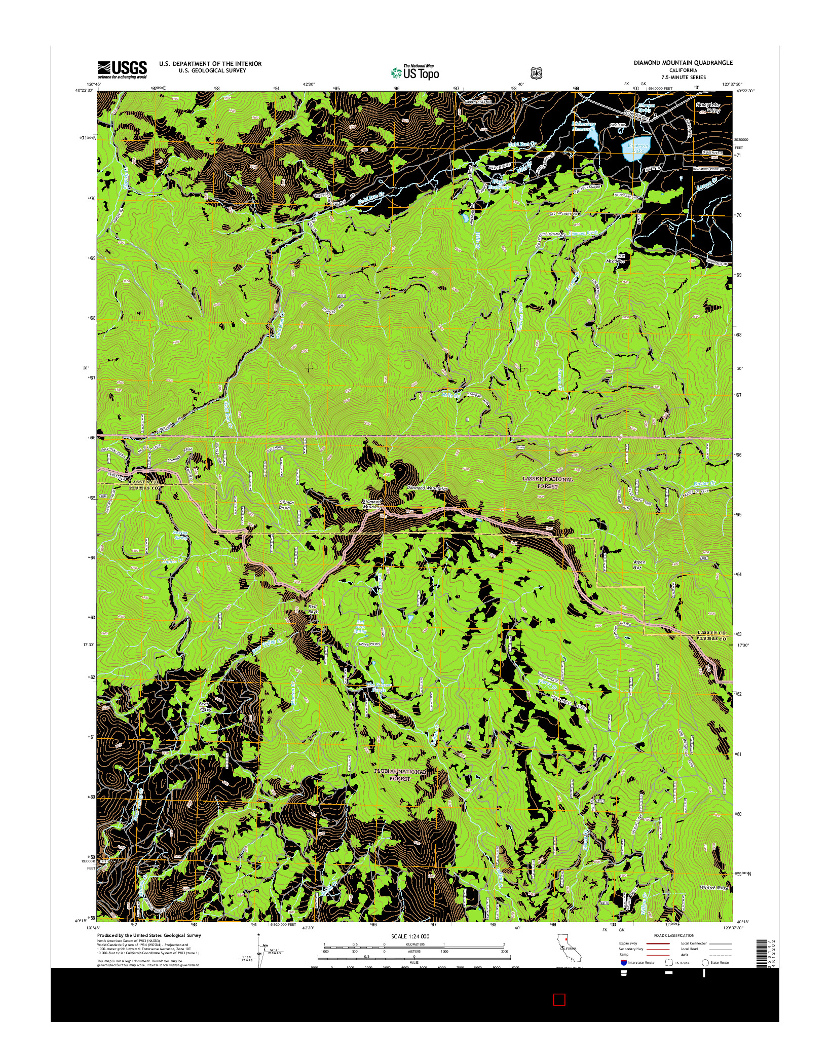 USGS US TOPO 7.5-MINUTE MAP FOR DIAMOND MOUNTAIN, CA 2015