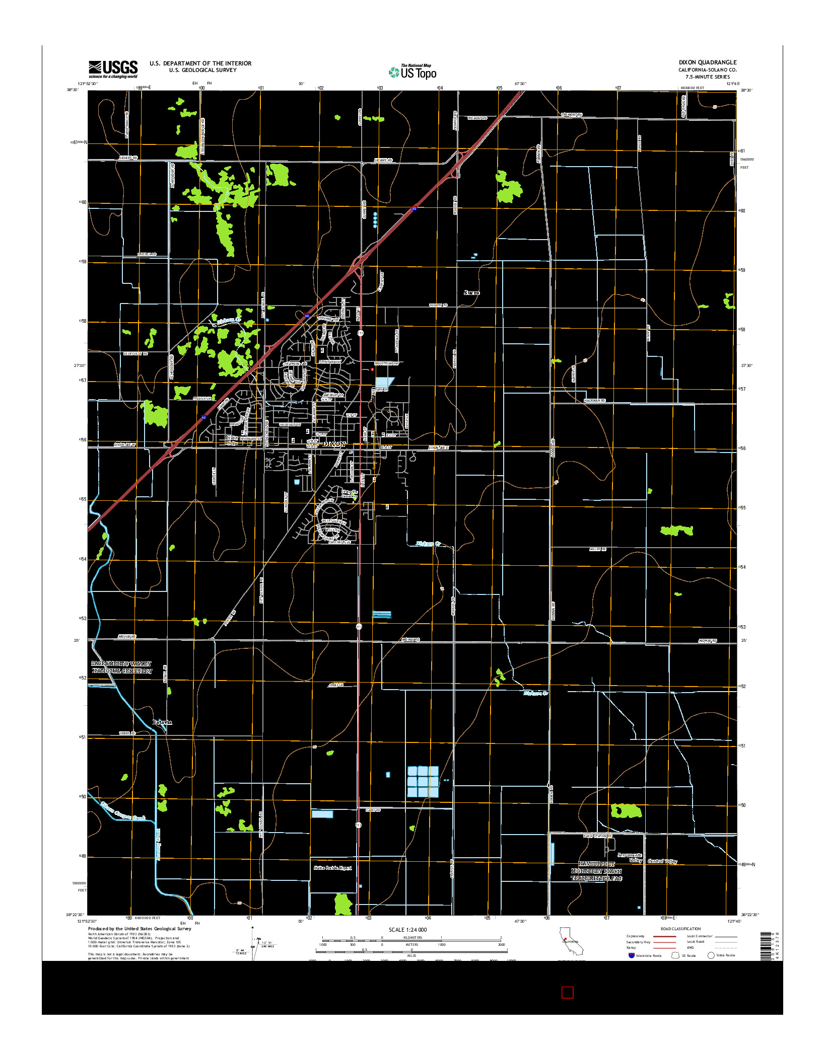 USGS US TOPO 7.5-MINUTE MAP FOR DIXON, CA 2015