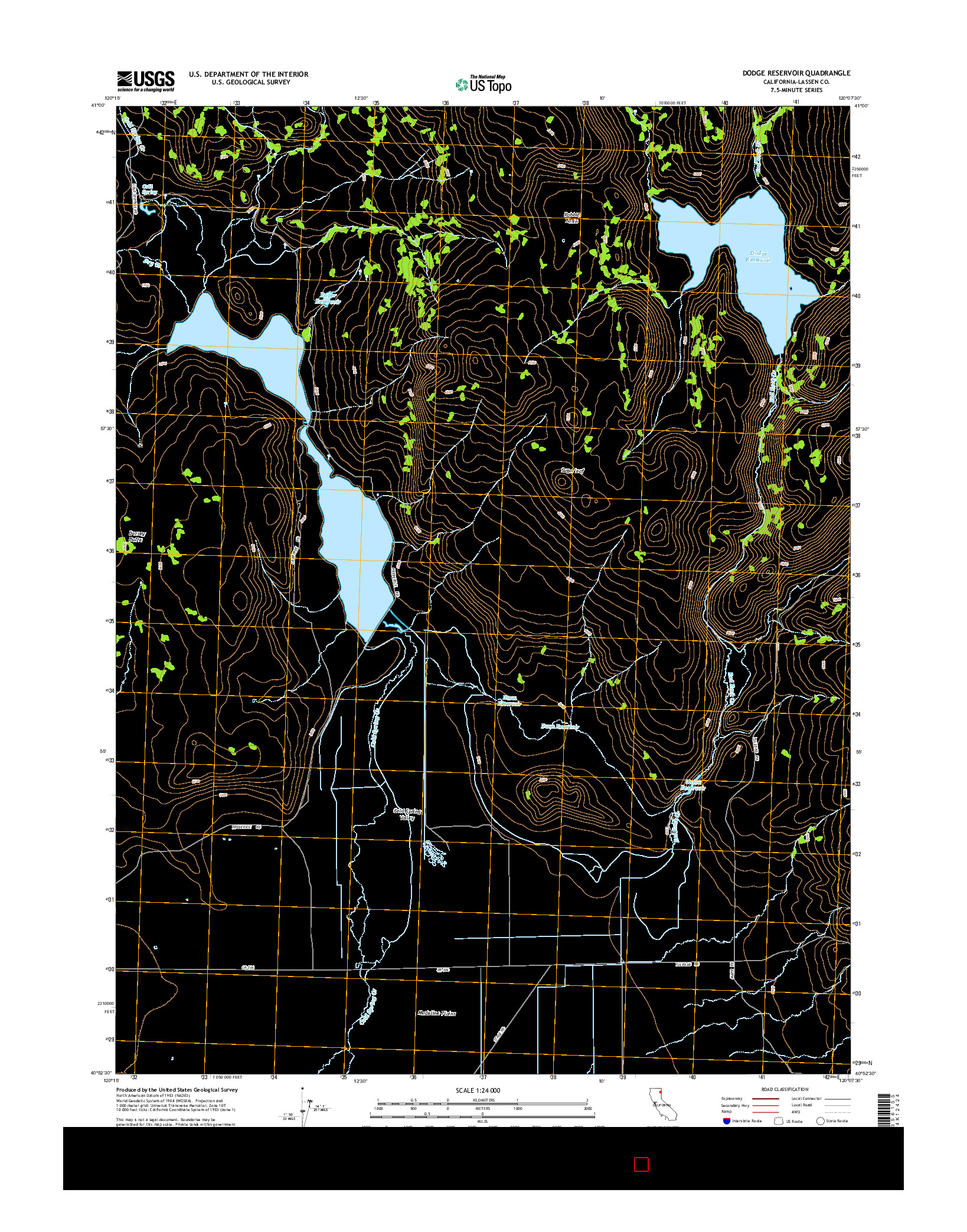 USGS US TOPO 7.5-MINUTE MAP FOR DODGE RESERVOIR, CA 2015