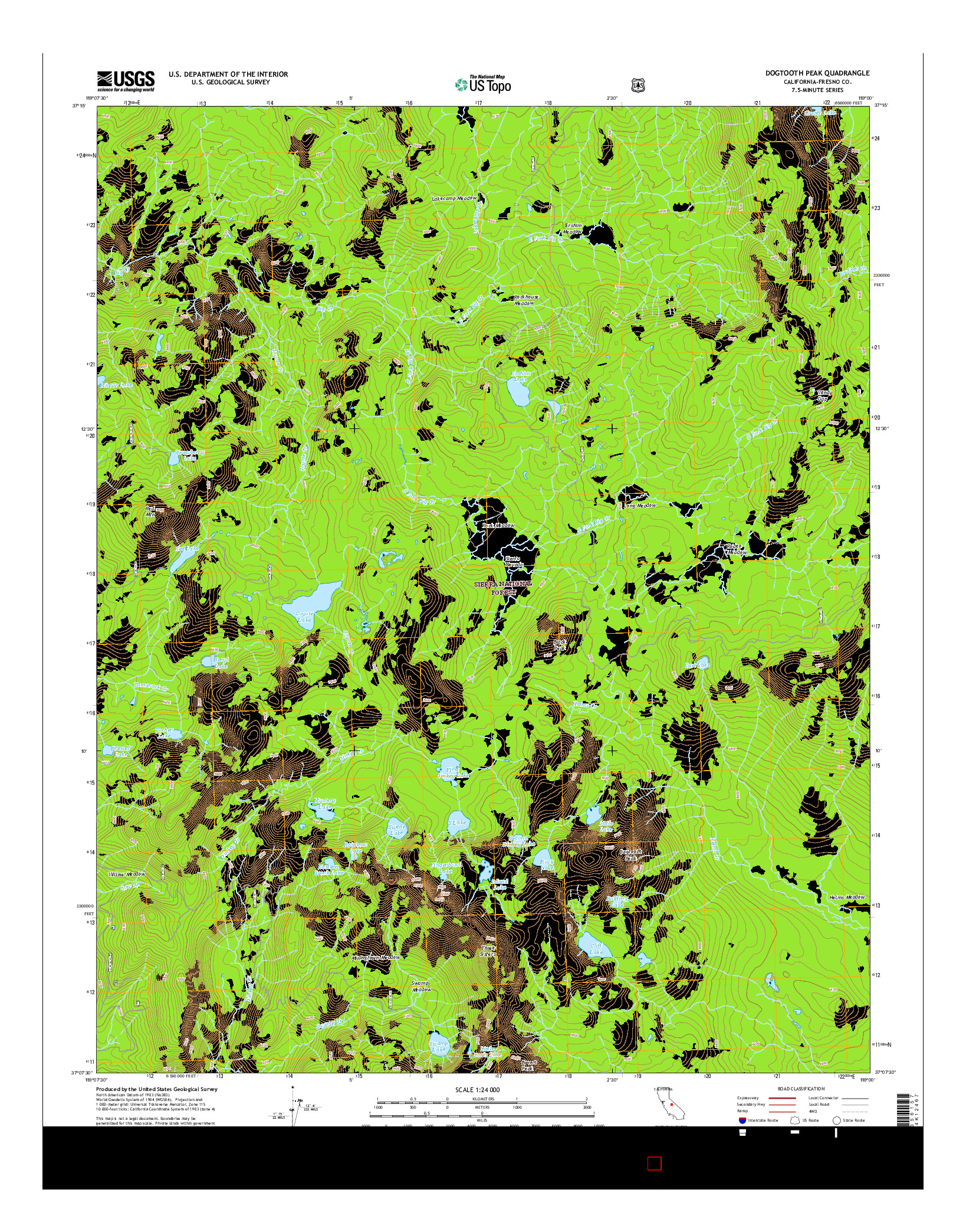 USGS US TOPO 7.5-MINUTE MAP FOR DOGTOOTH PEAK, CA 2015