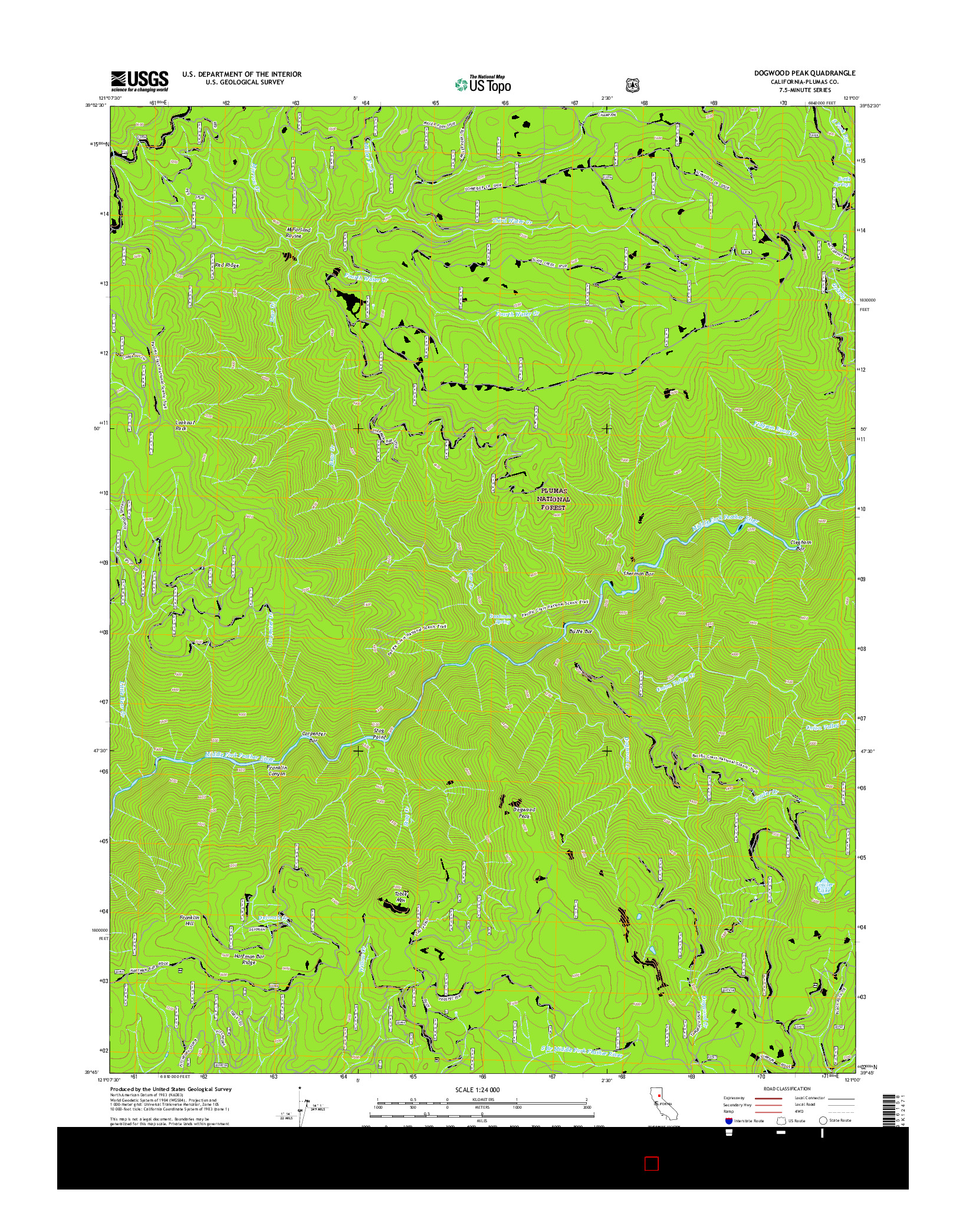 USGS US TOPO 7.5-MINUTE MAP FOR DOGWOOD PEAK, CA 2015