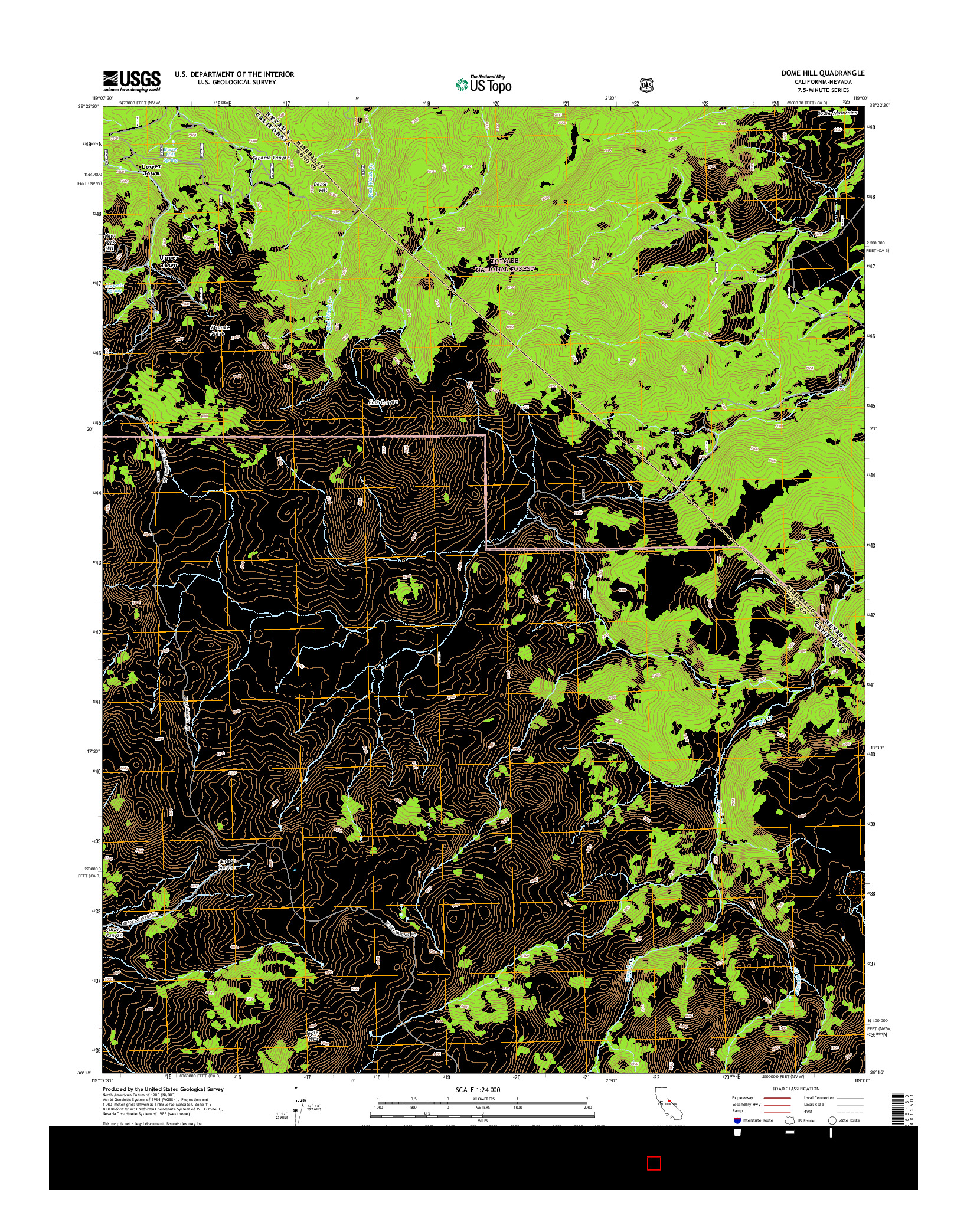 USGS US TOPO 7.5-MINUTE MAP FOR DOME HILL, CA-NV 2015