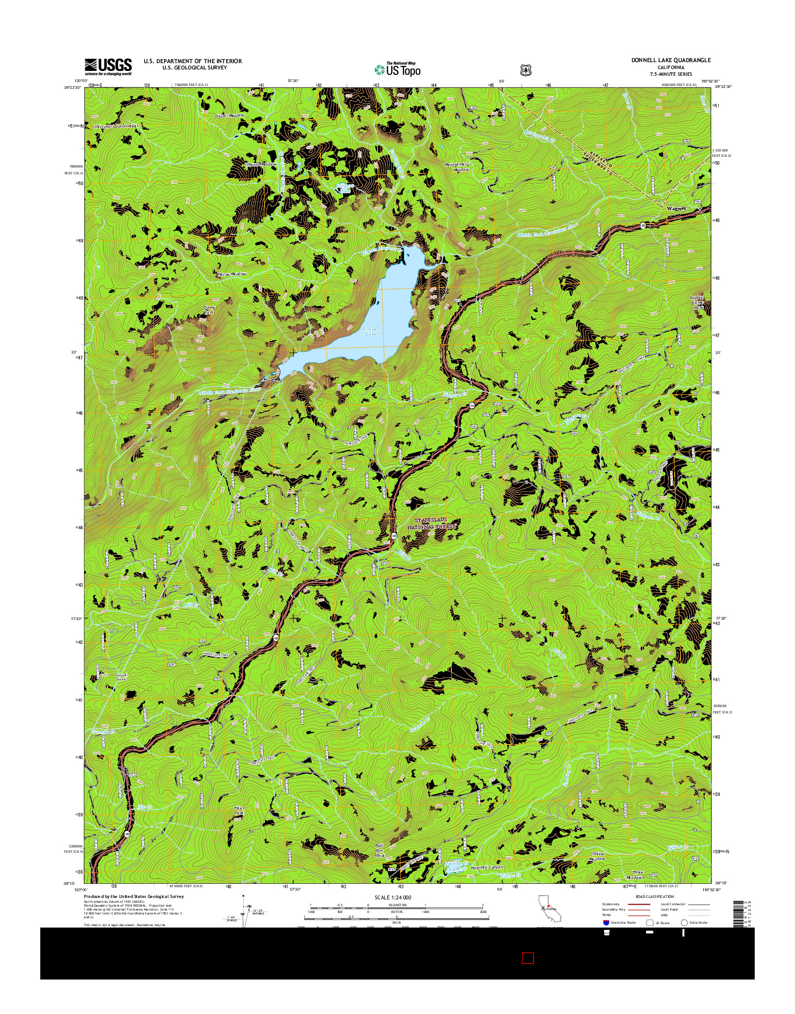 USGS US TOPO 7.5-MINUTE MAP FOR DONNELL LAKE, CA 2015