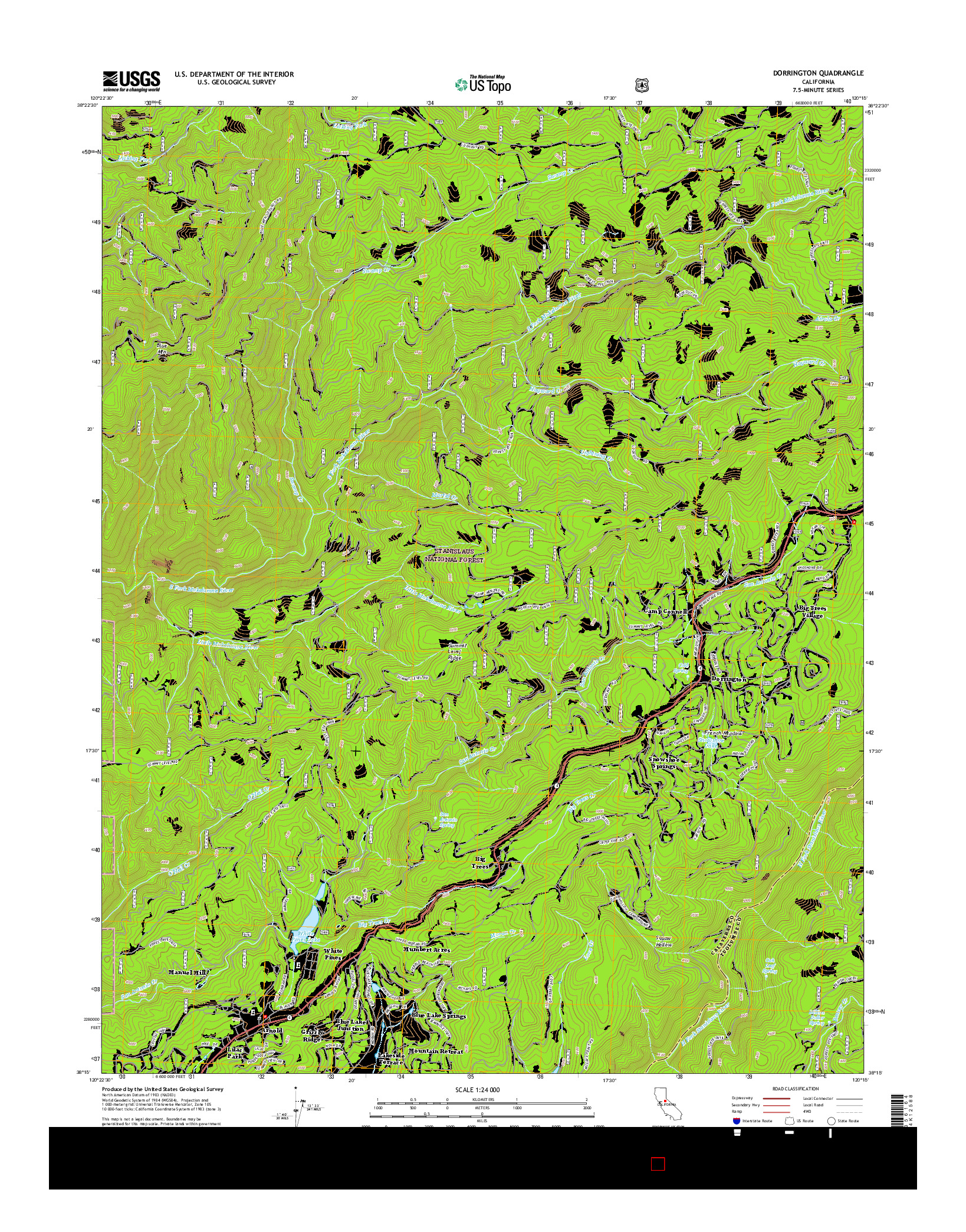USGS US TOPO 7.5-MINUTE MAP FOR DORRINGTON, CA 2015