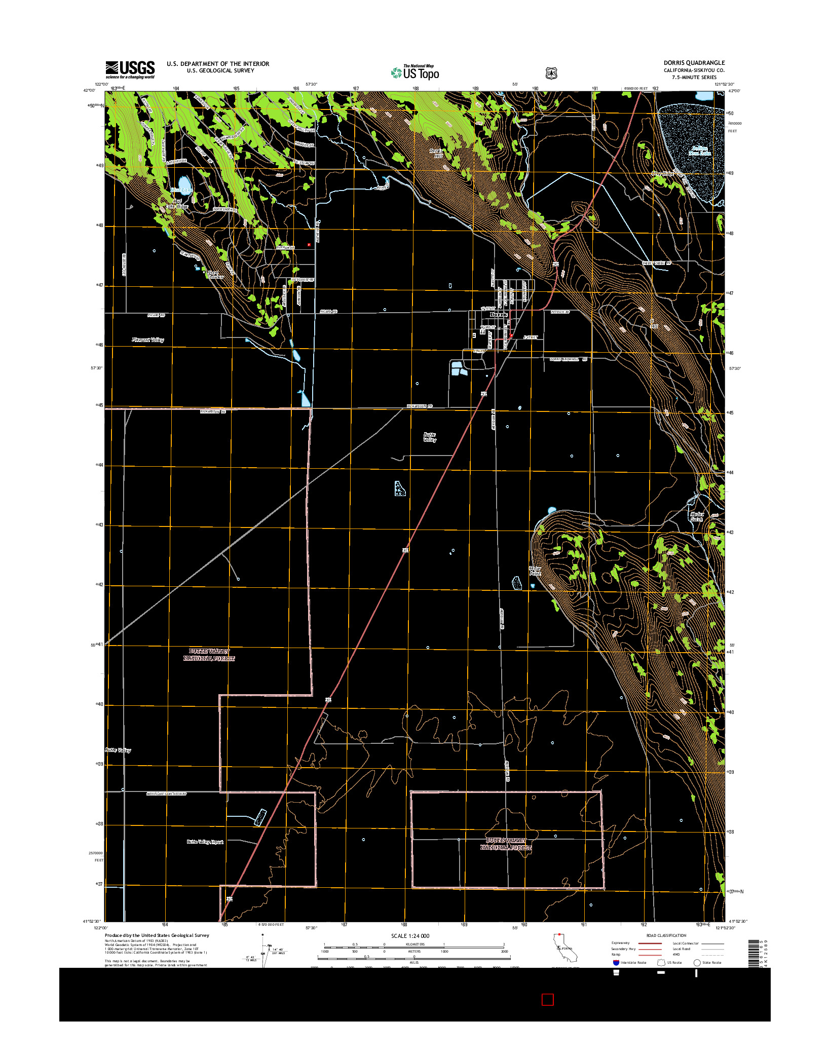 USGS US TOPO 7.5-MINUTE MAP FOR DORRIS, CA 2015