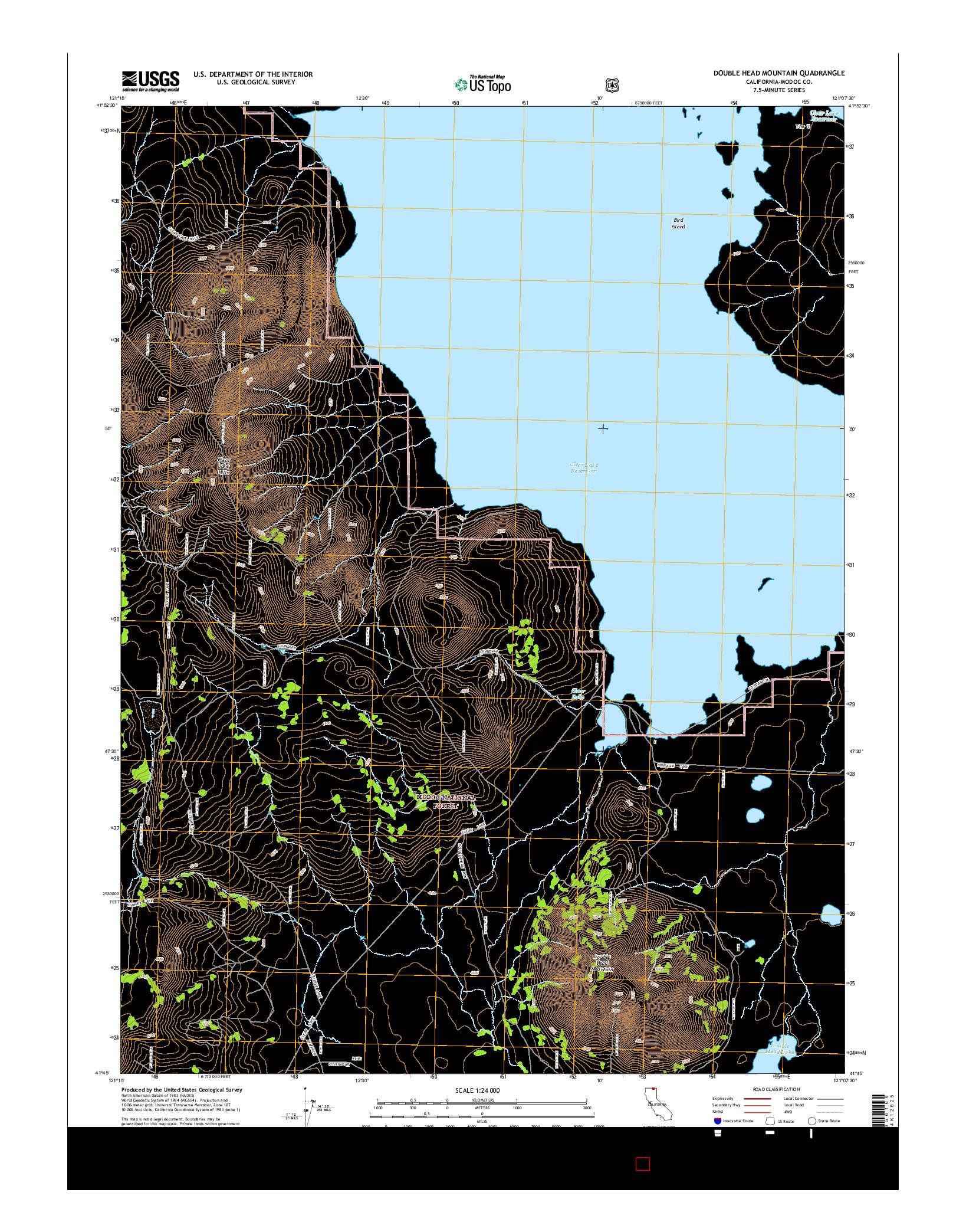 USGS US TOPO 7.5-MINUTE MAP FOR DOUBLE HEAD MOUNTAIN, CA 2015