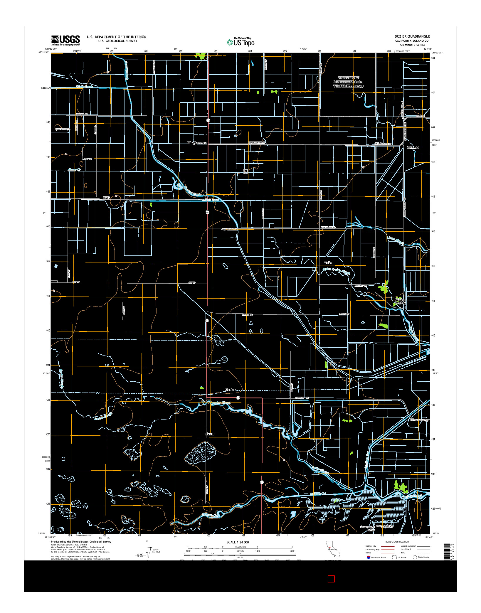 USGS US TOPO 7.5-MINUTE MAP FOR DOZIER, CA 2015