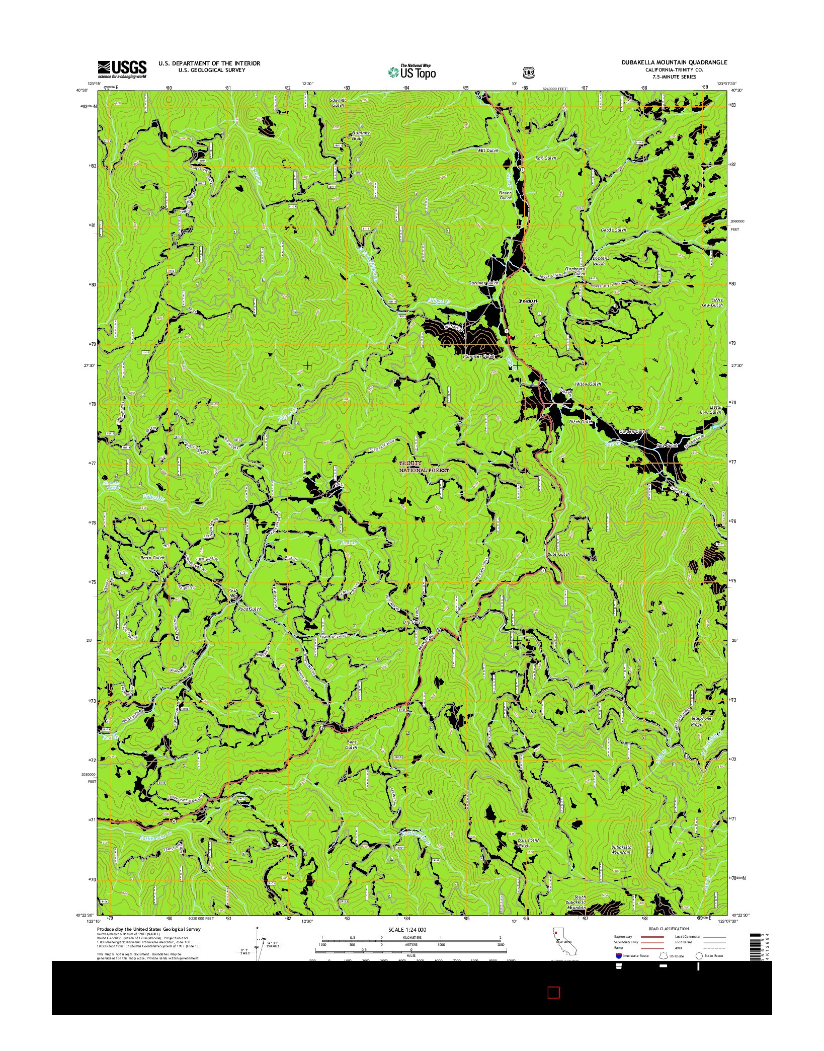 USGS US TOPO 7.5-MINUTE MAP FOR DUBAKELLA MOUNTAIN, CA 2015