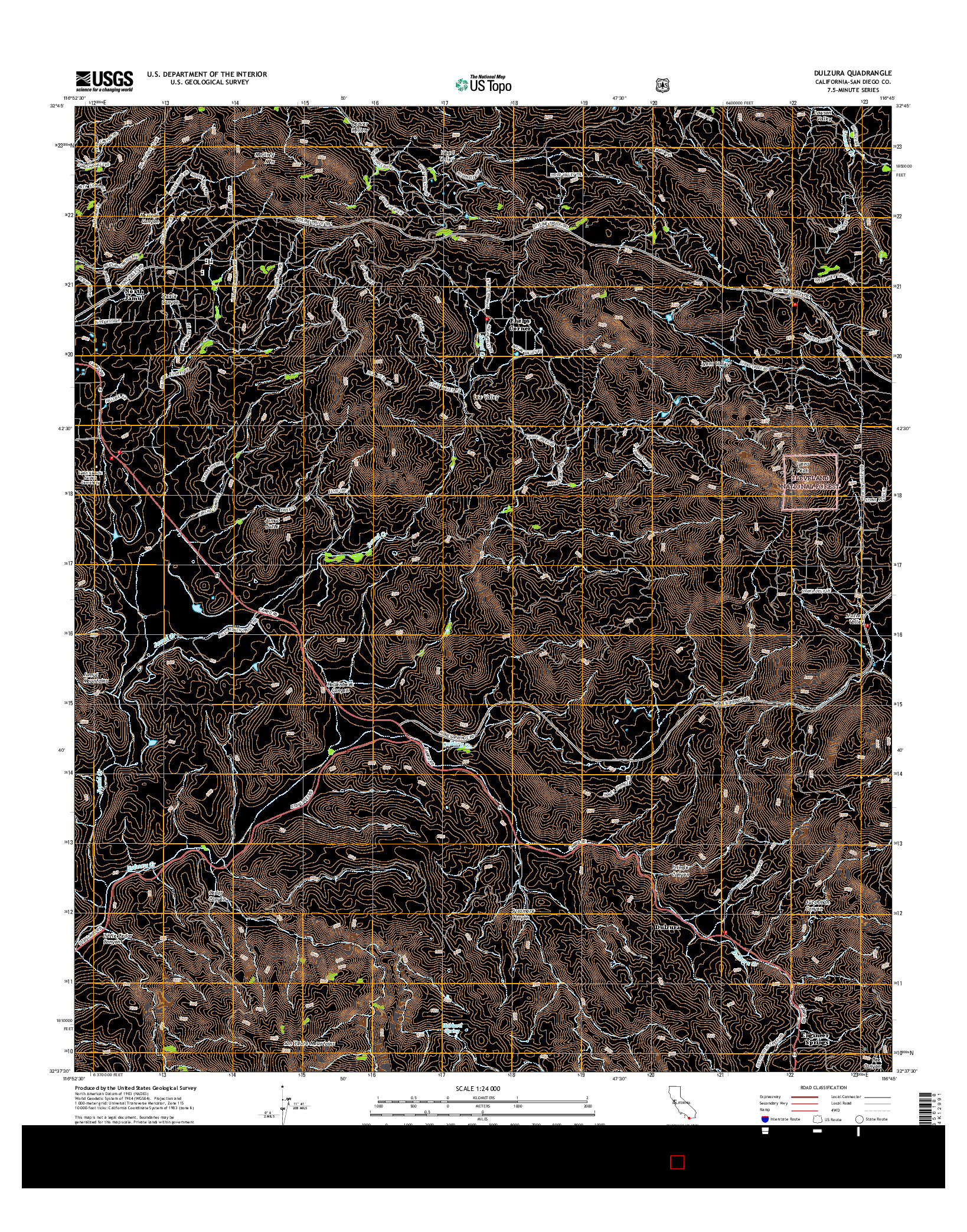USGS US TOPO 7.5-MINUTE MAP FOR DULZURA, CA 2015