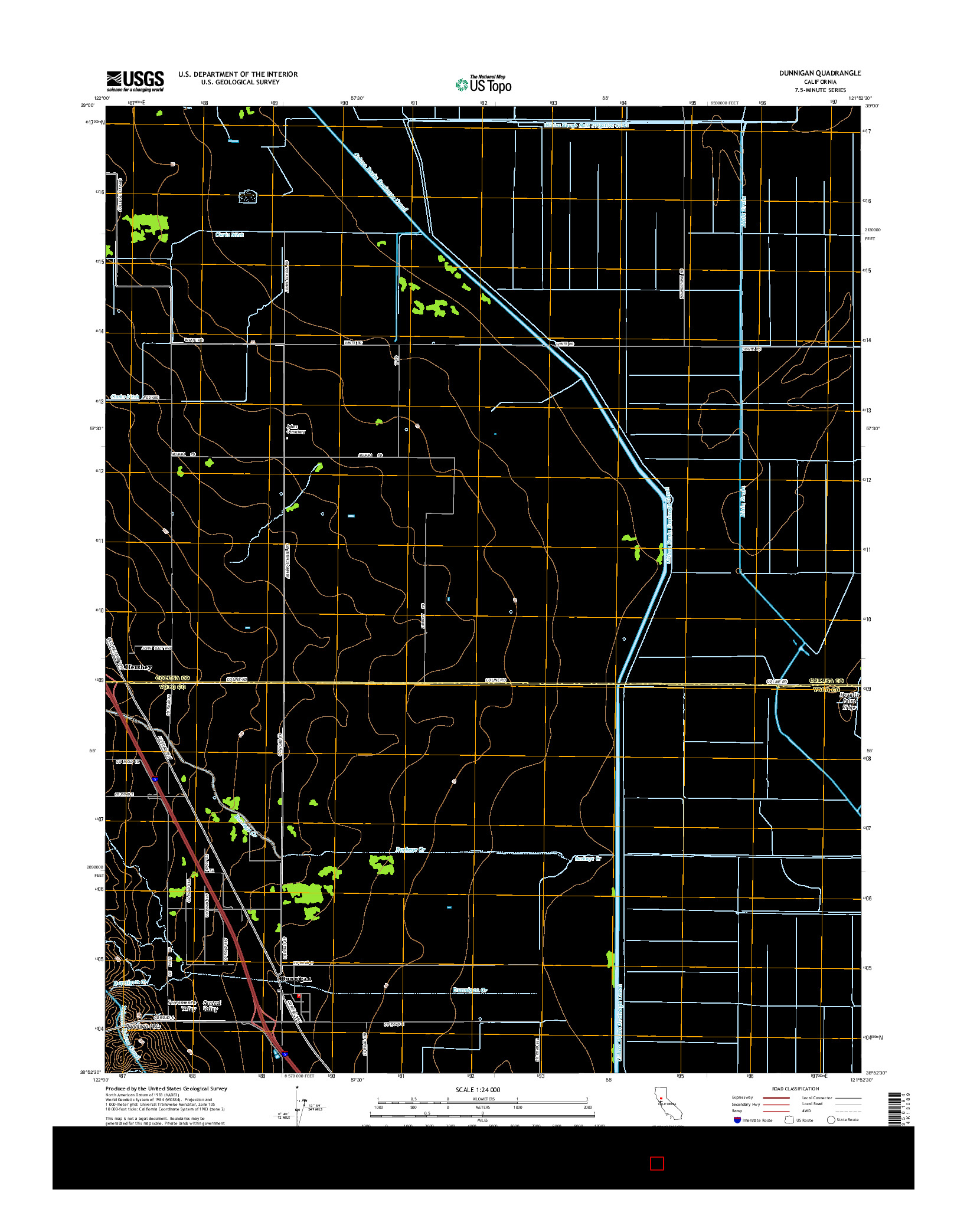 USGS US TOPO 7.5-MINUTE MAP FOR DUNNIGAN, CA 2015