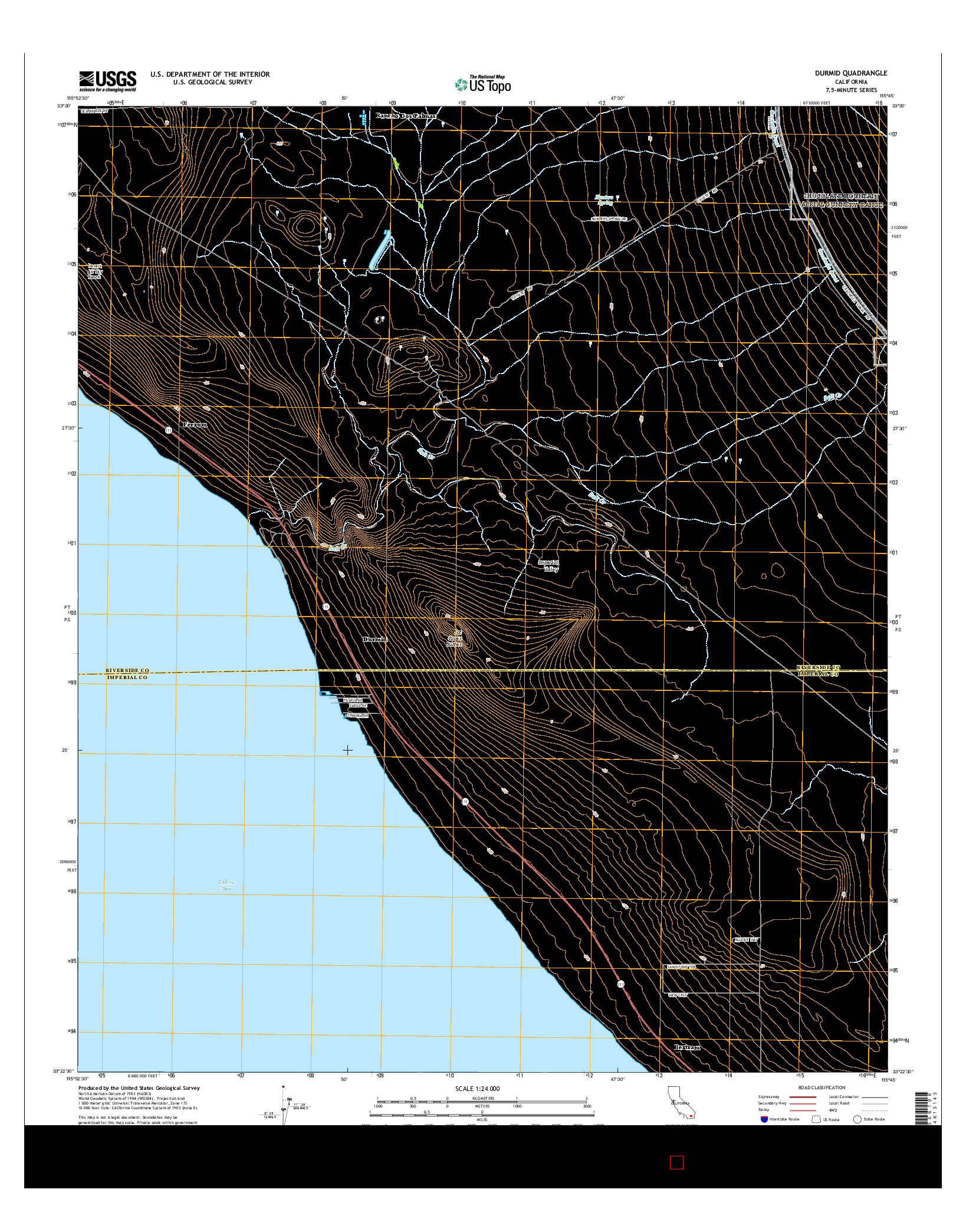 USGS US TOPO 7.5-MINUTE MAP FOR DURMID, CA 2015