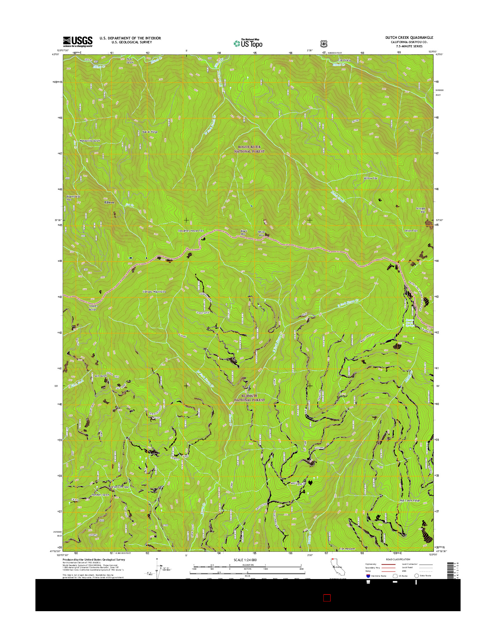 USGS US TOPO 7.5-MINUTE MAP FOR DUTCH CREEK, CA 2015