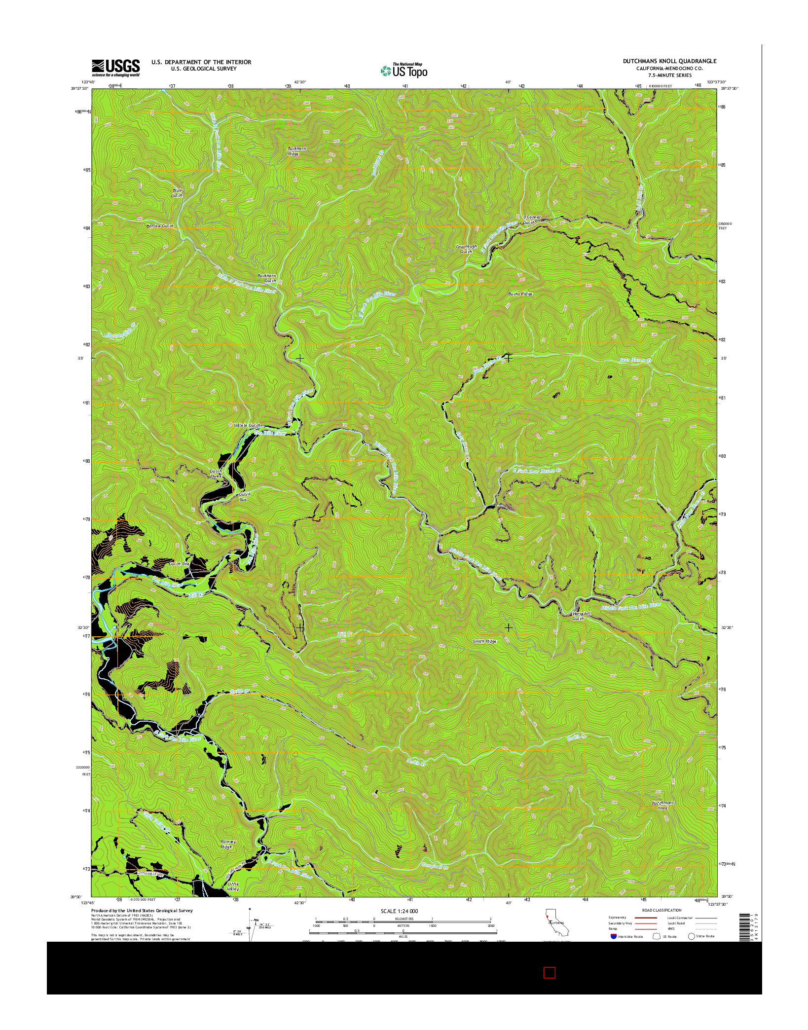 USGS US TOPO 7.5-MINUTE MAP FOR DUTCHMANS KNOLL, CA 2015