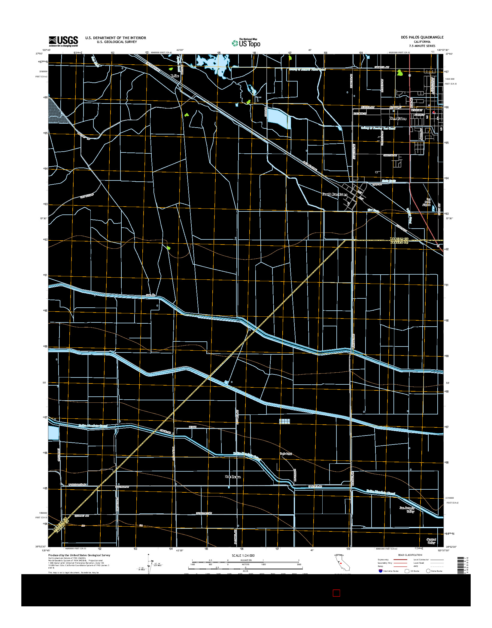 USGS US TOPO 7.5-MINUTE MAP FOR DOS PALOS, CA 2015