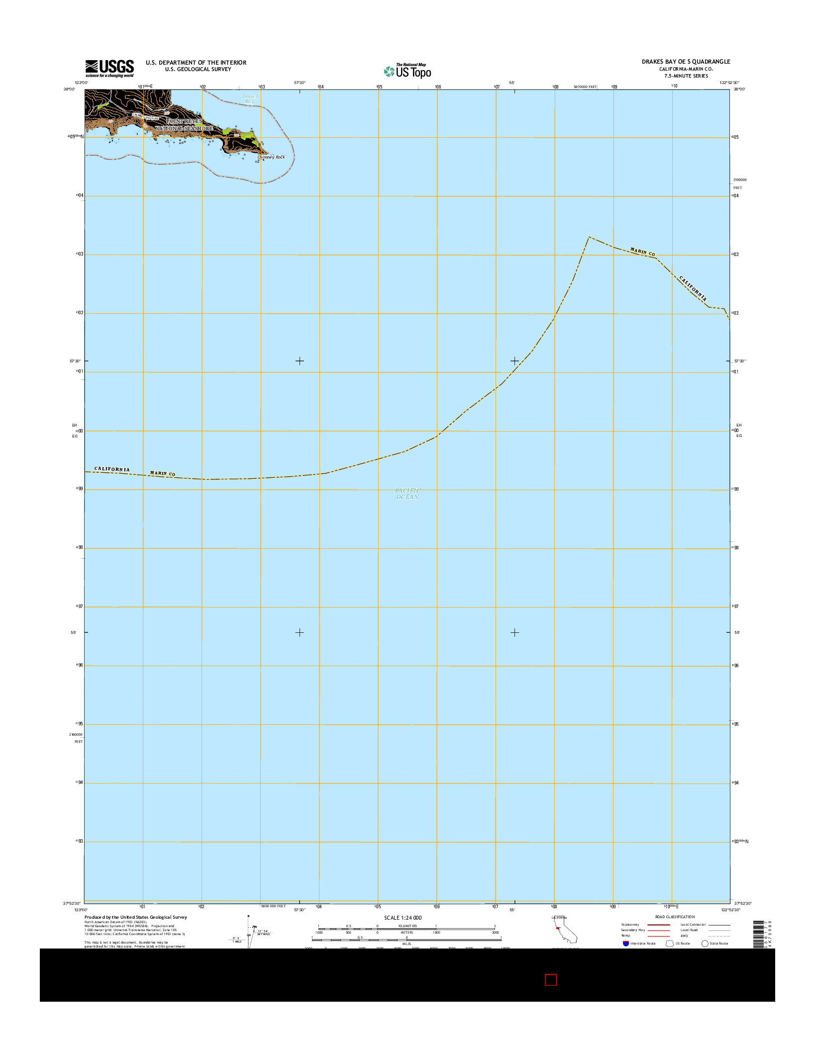 USGS US TOPO 7.5-MINUTE MAP FOR DRAKES BAY OE S, CA 2015