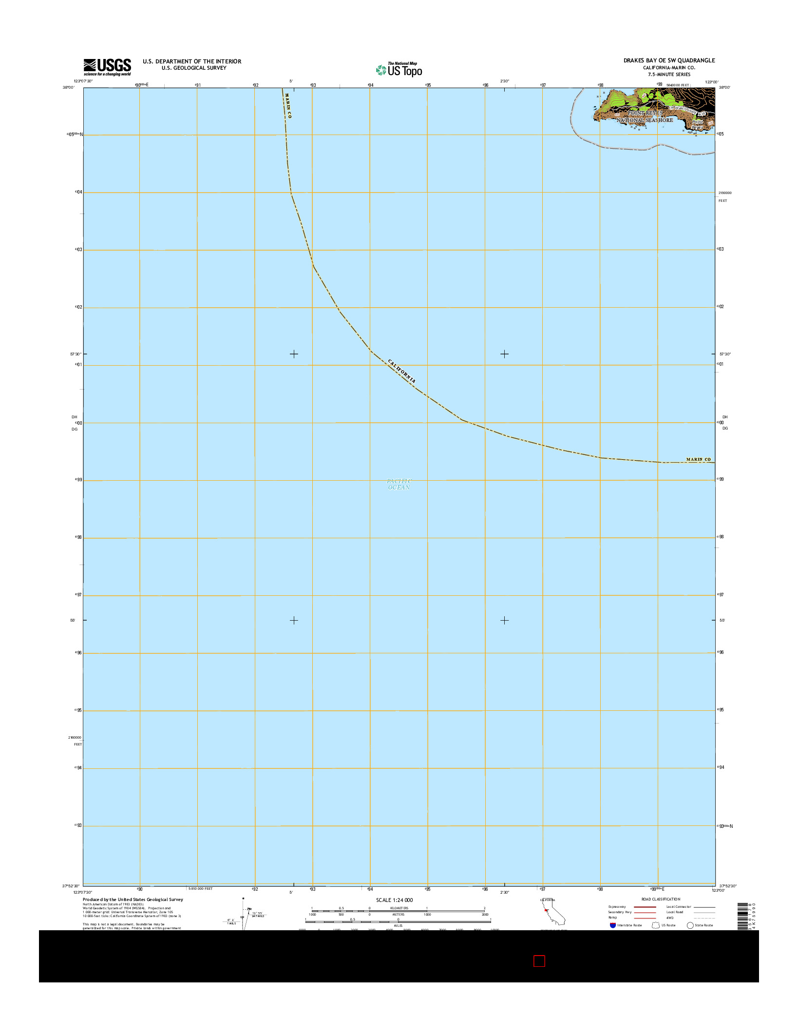 USGS US TOPO 7.5-MINUTE MAP FOR DRAKES BAY OE SW, CA 2015