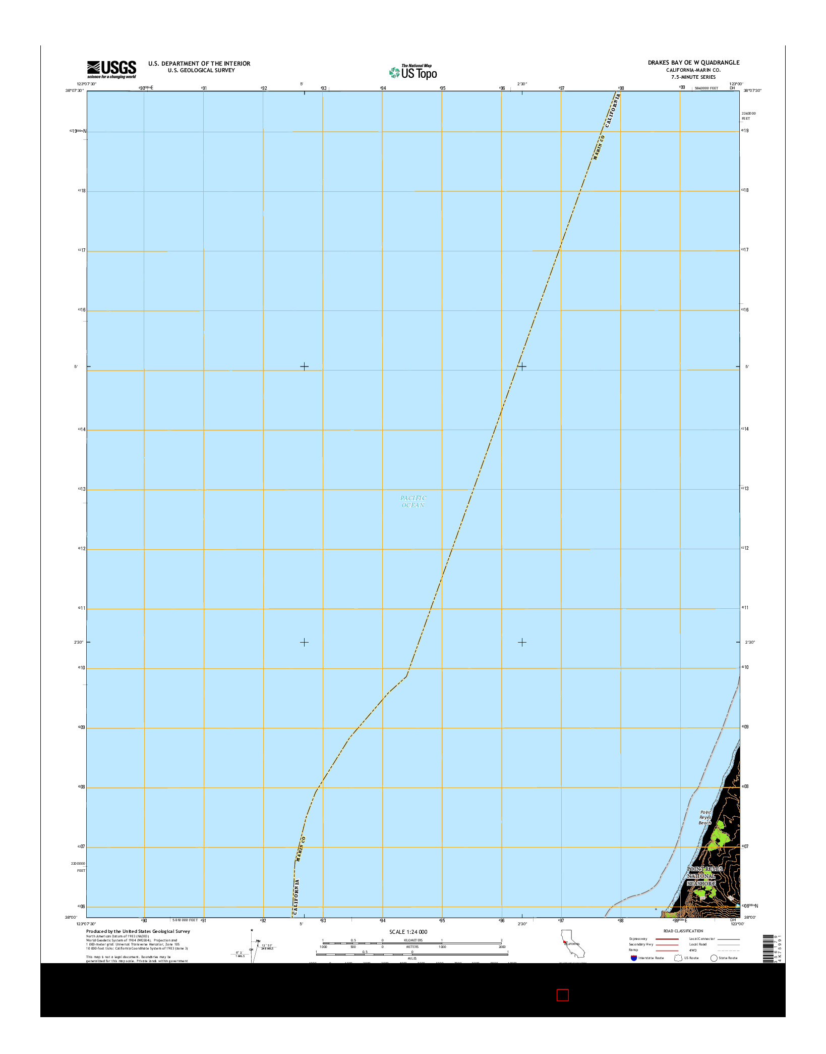 USGS US TOPO 7.5-MINUTE MAP FOR DRAKES BAY OE W, CA 2015