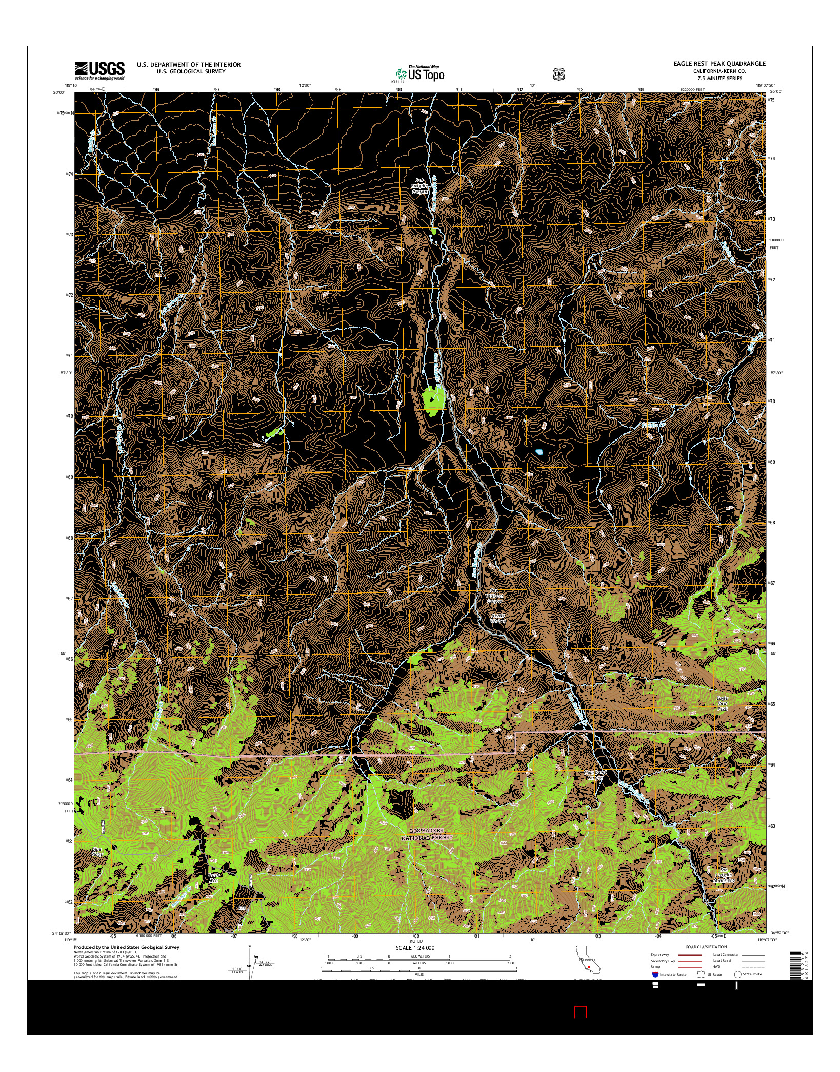 USGS US TOPO 7.5-MINUTE MAP FOR EAGLE REST PEAK, CA 2015