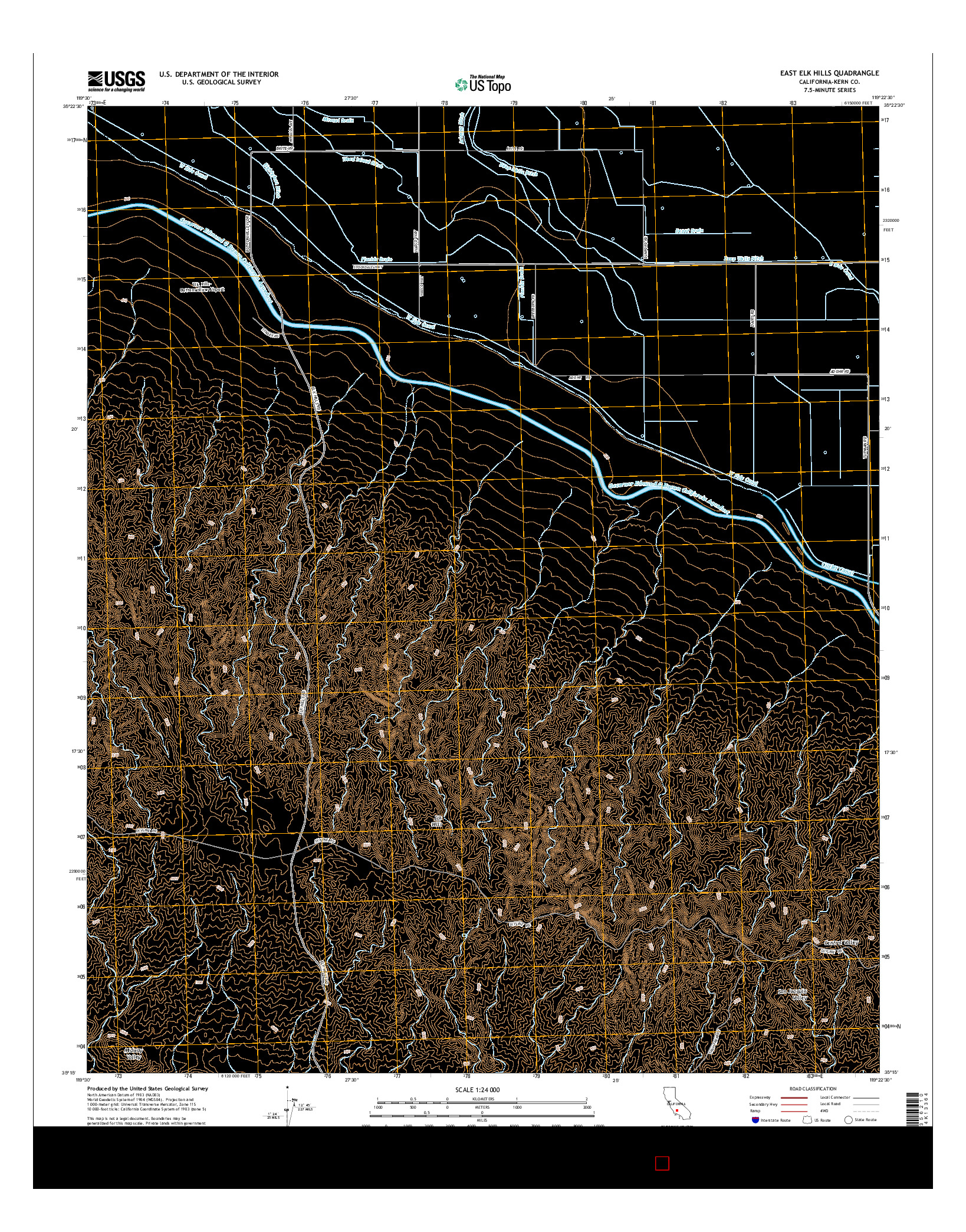 USGS US TOPO 7.5-MINUTE MAP FOR EAST ELK HILLS, CA 2015