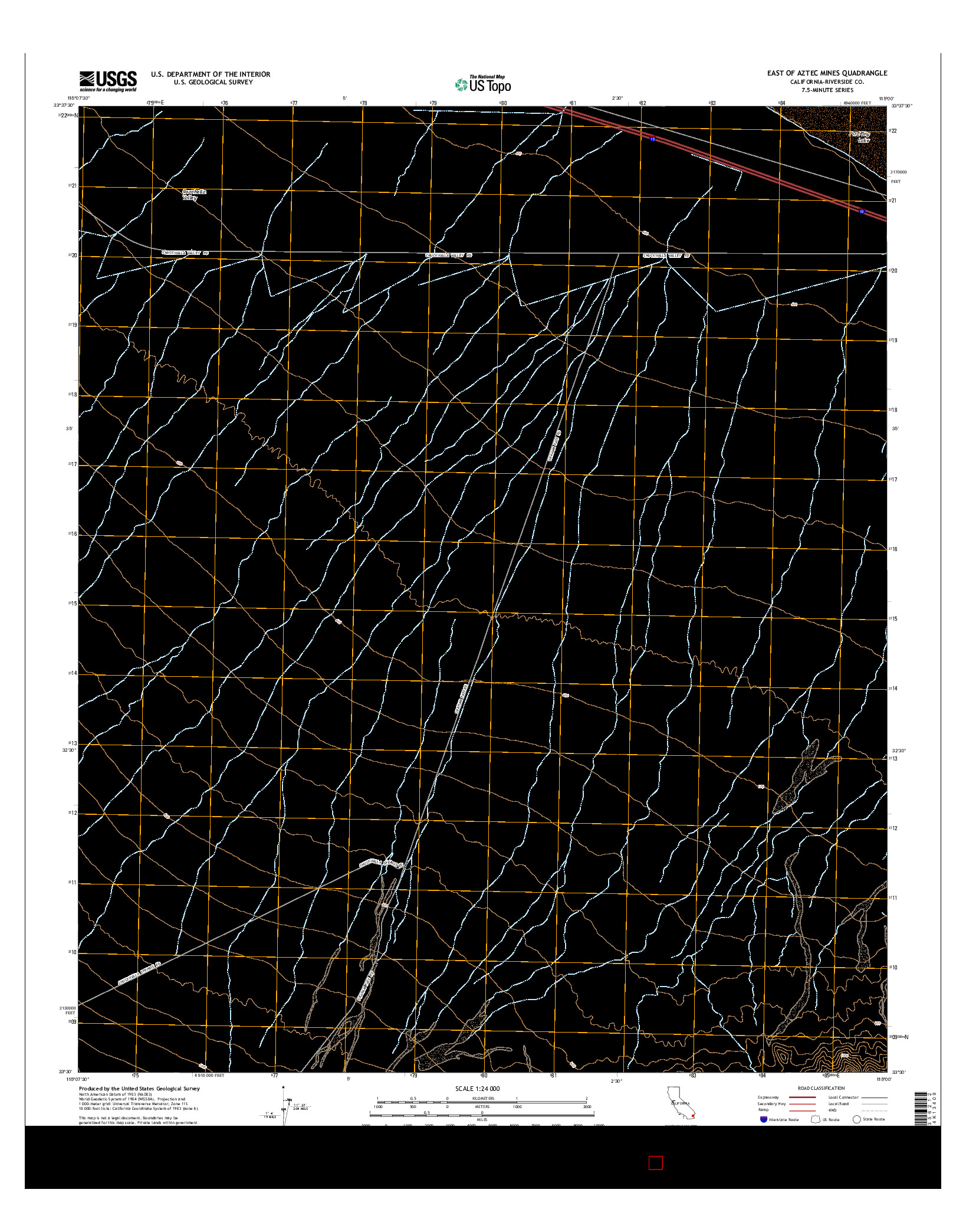 USGS US TOPO 7.5-MINUTE MAP FOR EAST OF AZTEC MINES, CA 2015