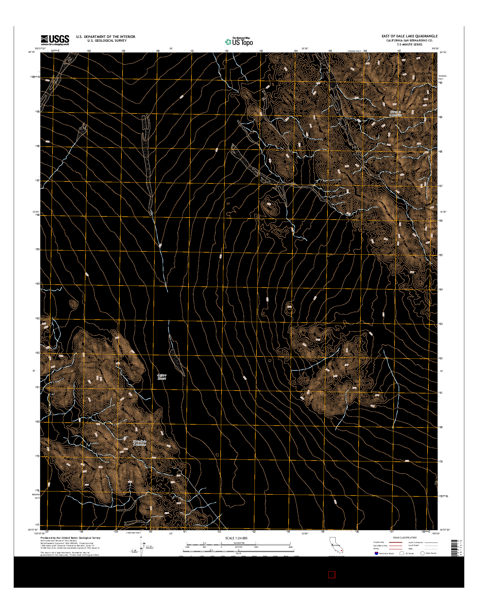 USGS US TOPO 7.5-MINUTE MAP FOR EAST OF DALE LAKE, CA 2015