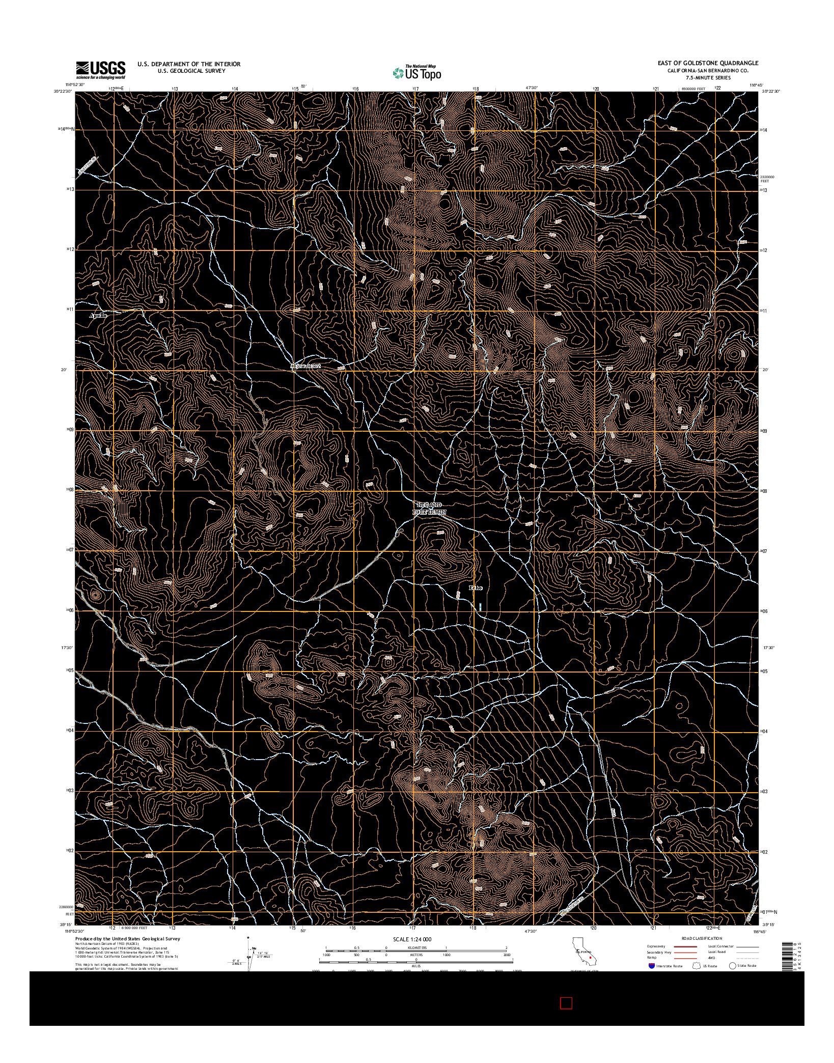 USGS US TOPO 7.5-MINUTE MAP FOR EAST OF GOLDSTONE, CA 2015