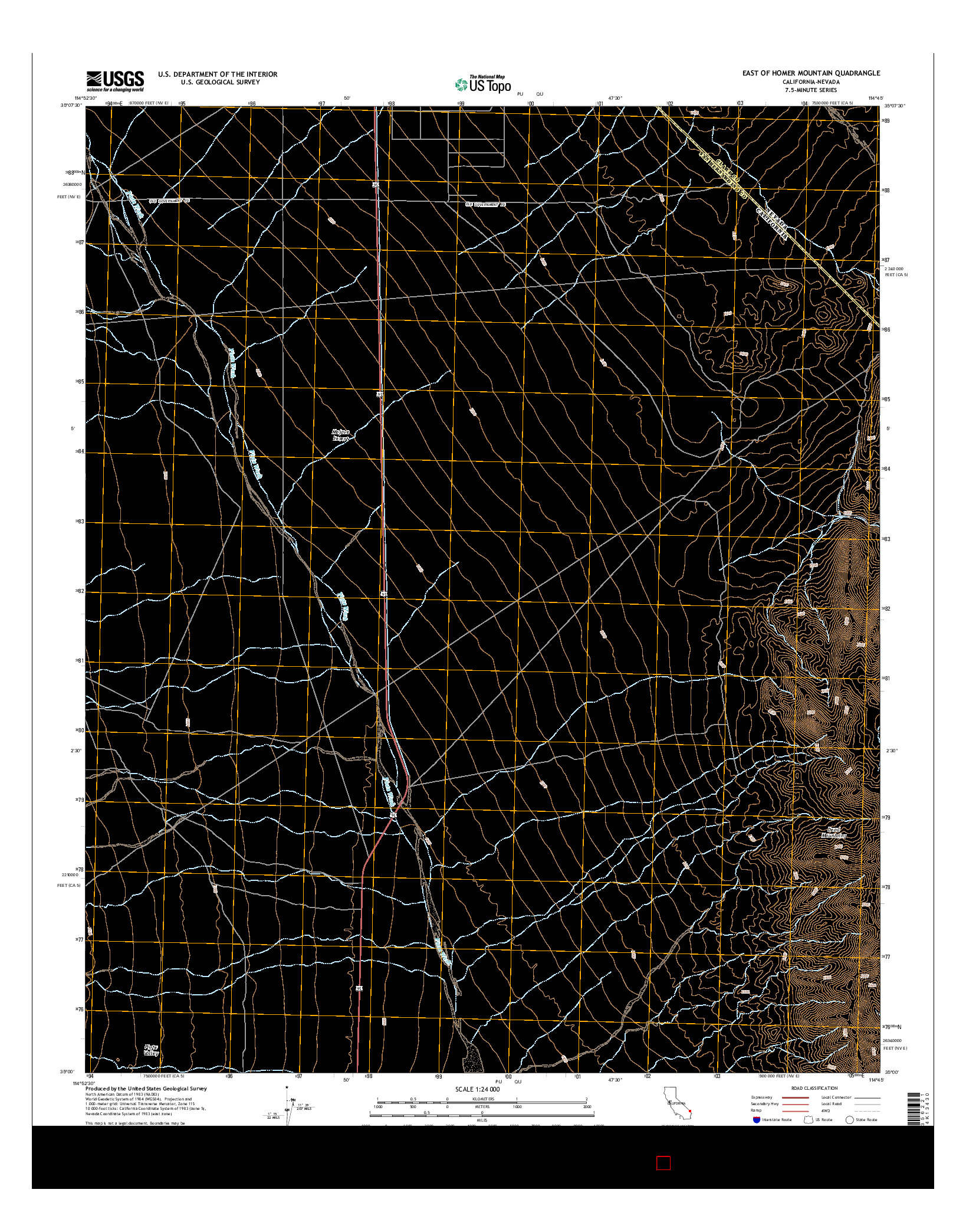 USGS US TOPO 7.5-MINUTE MAP FOR EAST OF HOMER MOUNTAIN, CA-NV 2015